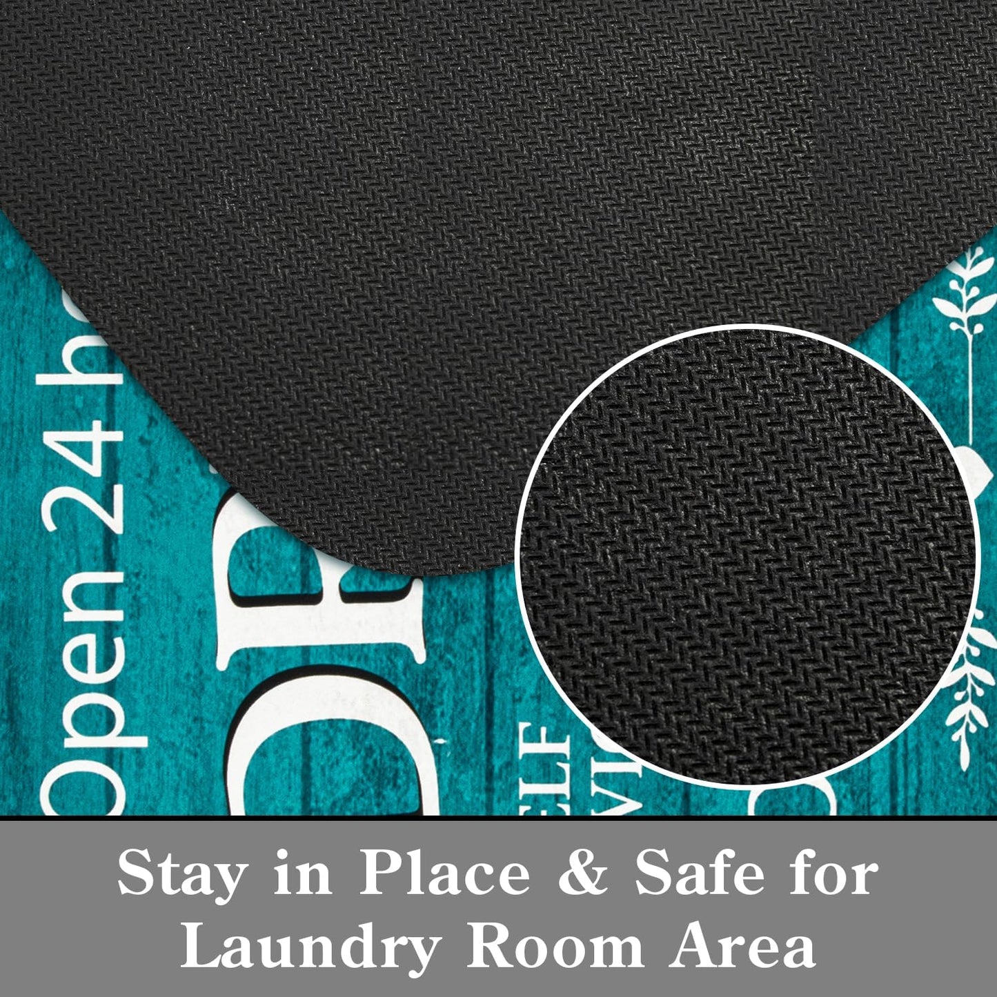 Lahome Remi Farmhouse Laundry Room Rug Runner 20"x59" Laundry Rugs and Mats for Laundry Room Non Skid Washable Floor Carpet Runner Rug for Washroom Mudroom Kitchen Bathroom Hallway Decor, Blue