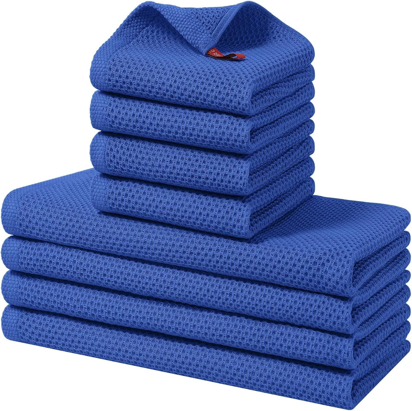 Homaxy 100% Cotton Kitchen Towels and Dishcloths Set, 12 x 12 Inches and 13 x 28 Inches, Set of 8 Bulk Kitchen Towels Set, Ultra Soft Absorbent Dish Cloths for Washing Dishes, Blueberry