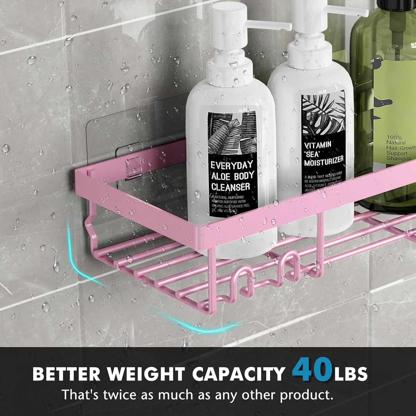 Moforoco Shower Caddy Shelf Organizer Rack, Self Adhesive Black Bathroom Shelves Basket, Home Farmhouse Wall Inside Organization and Storage Decor Rv Accessories, First Camper Apartment Essentials