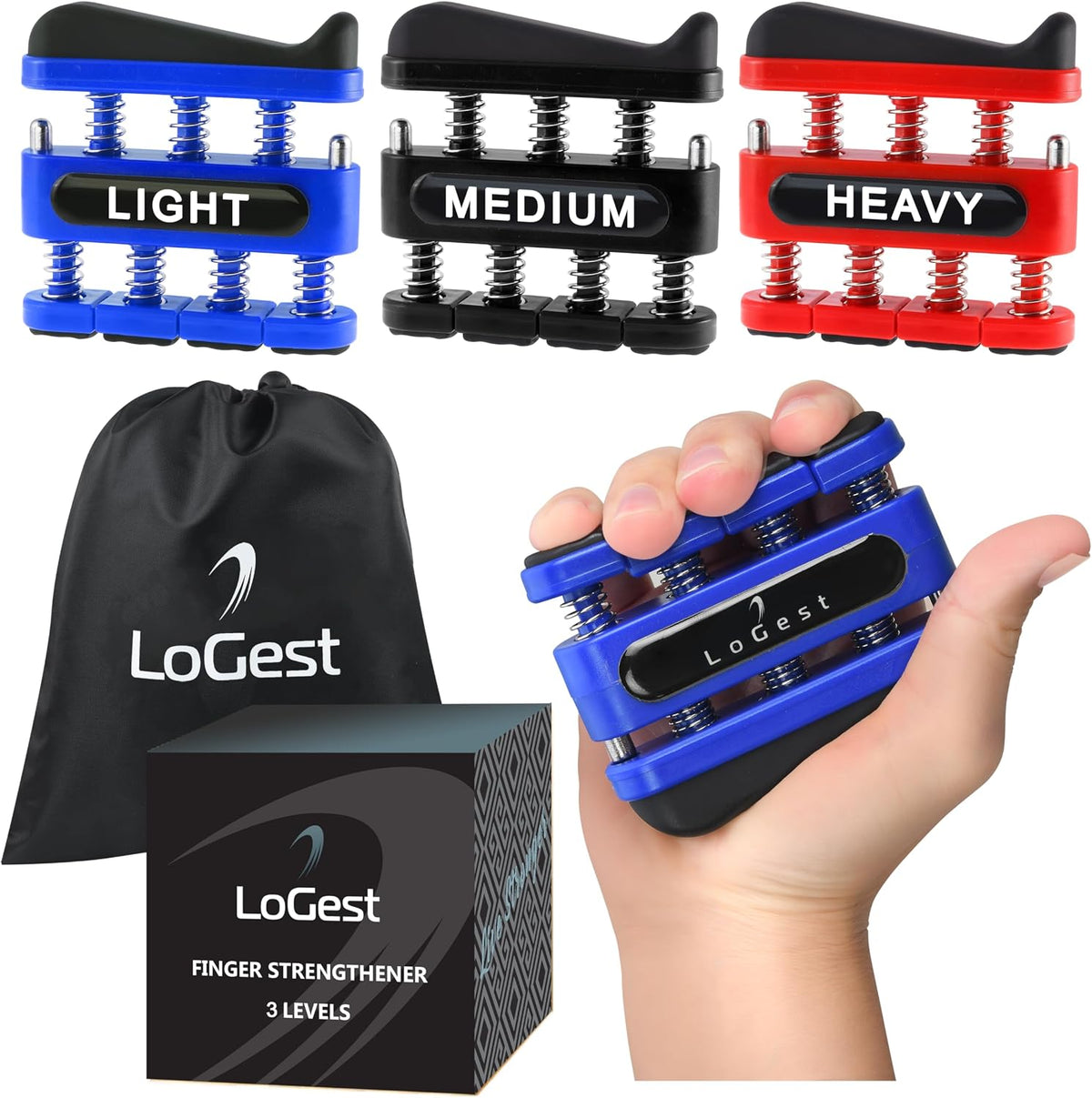 Logest Finger Strengthener - Finger Exerciser for Forearm and Hand Strengthener - Hand Grip Workout Equipment for Musician, Rock Climbing and Therapy