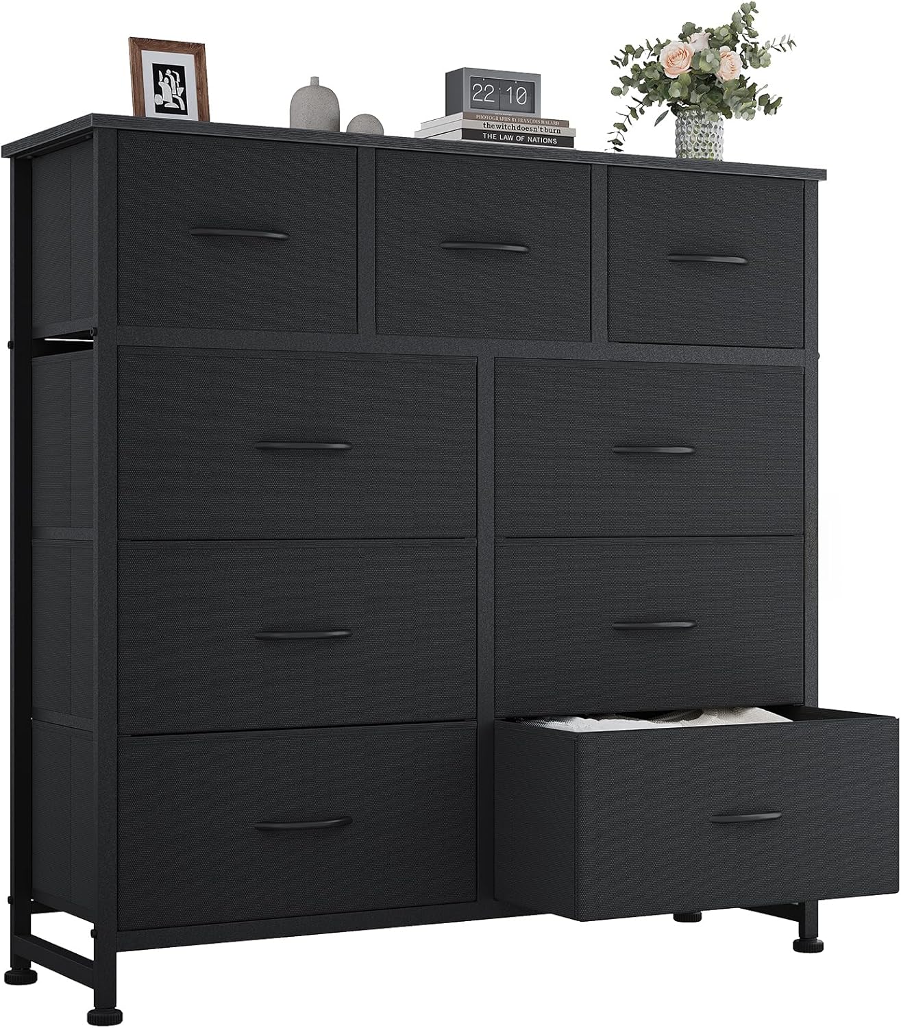 OLIXIS 9 Drawers Storage Organizers Units, Closet Organizers and Storage for Clothes, Fabric Storage Drawer for Living Room, Chest of Dresser in 39.4" D x 11.8" W x 39.9" H, Black