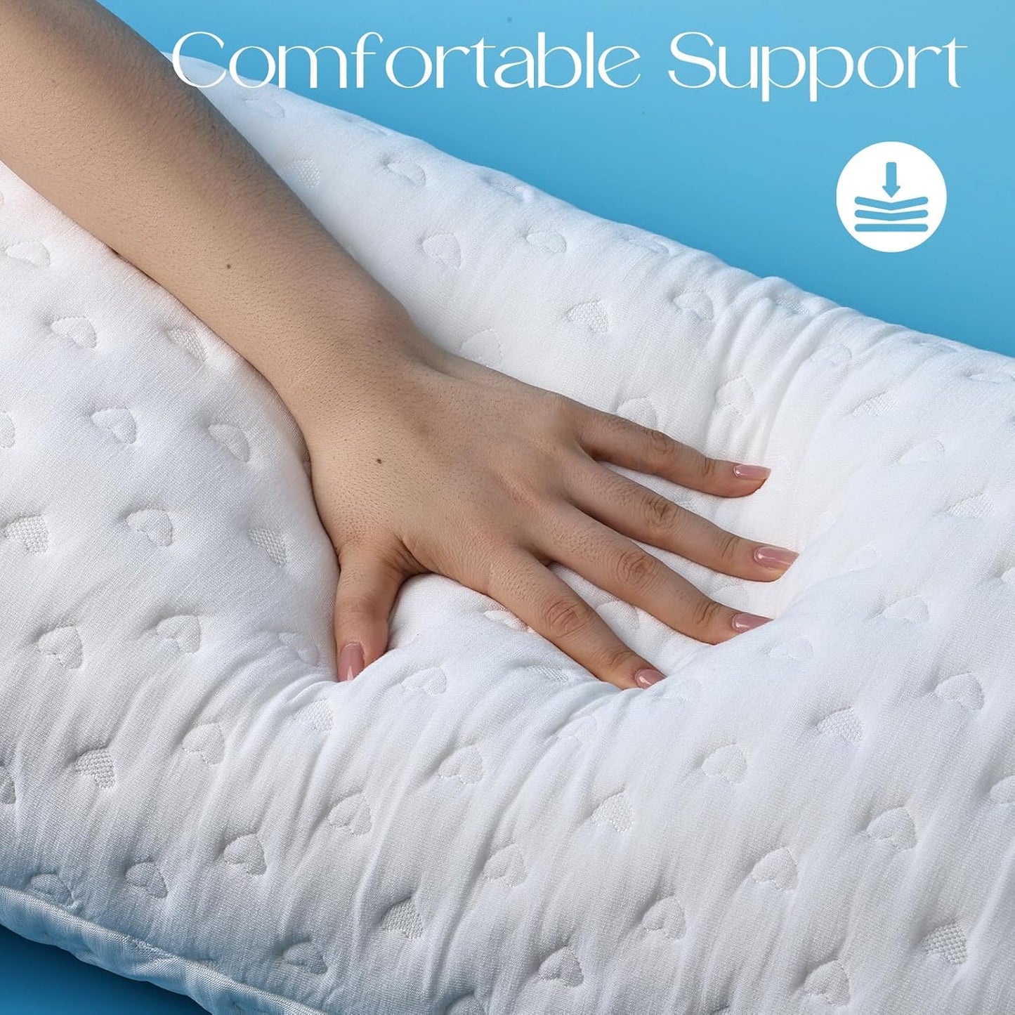 Side Sleeper Pillows for Neck & Shoulder Comfort - Ergonomic Curved Crescent Design, Adjustable Shredded Memory Foam, Cooling & Soft Cover, Extra Fill Included, Queen Size