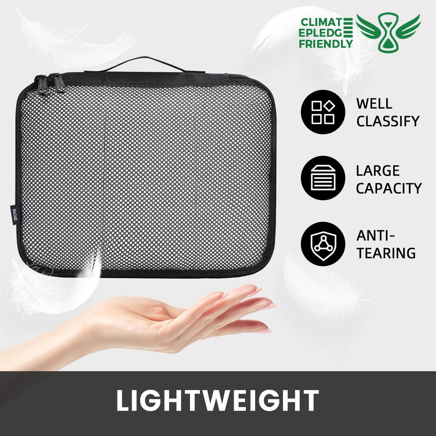 BAGAIL 6 Set Packing Cubes Luggage Packing Organizers for Travel Accessories-Black