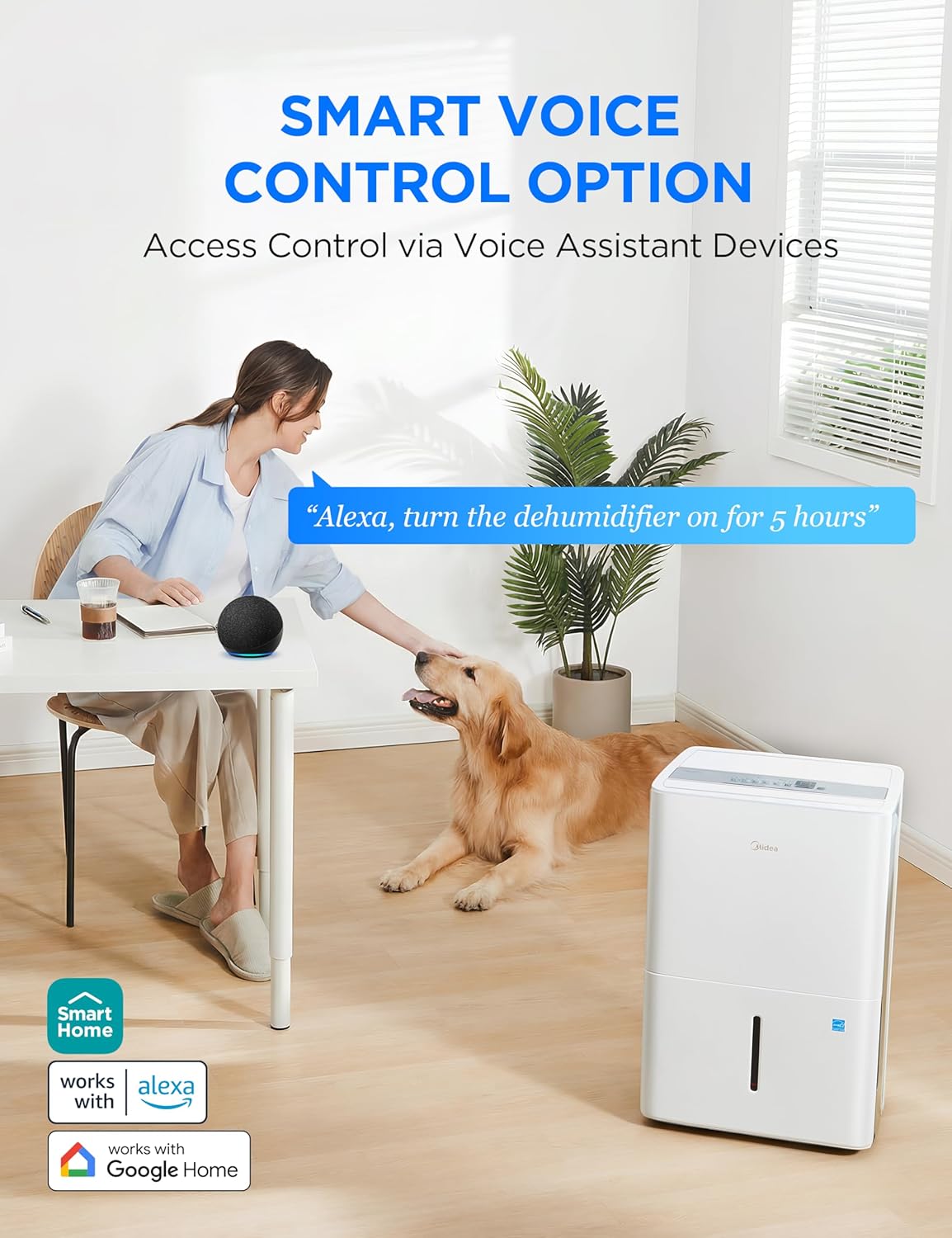 Midea 1,500 Sq. Ft. Energy Star Certified Dehumidifier With Reusable Air Filter 22 Pint - Ideal For Basements, Large & Medium Sized Rooms, And Bathrooms (White)