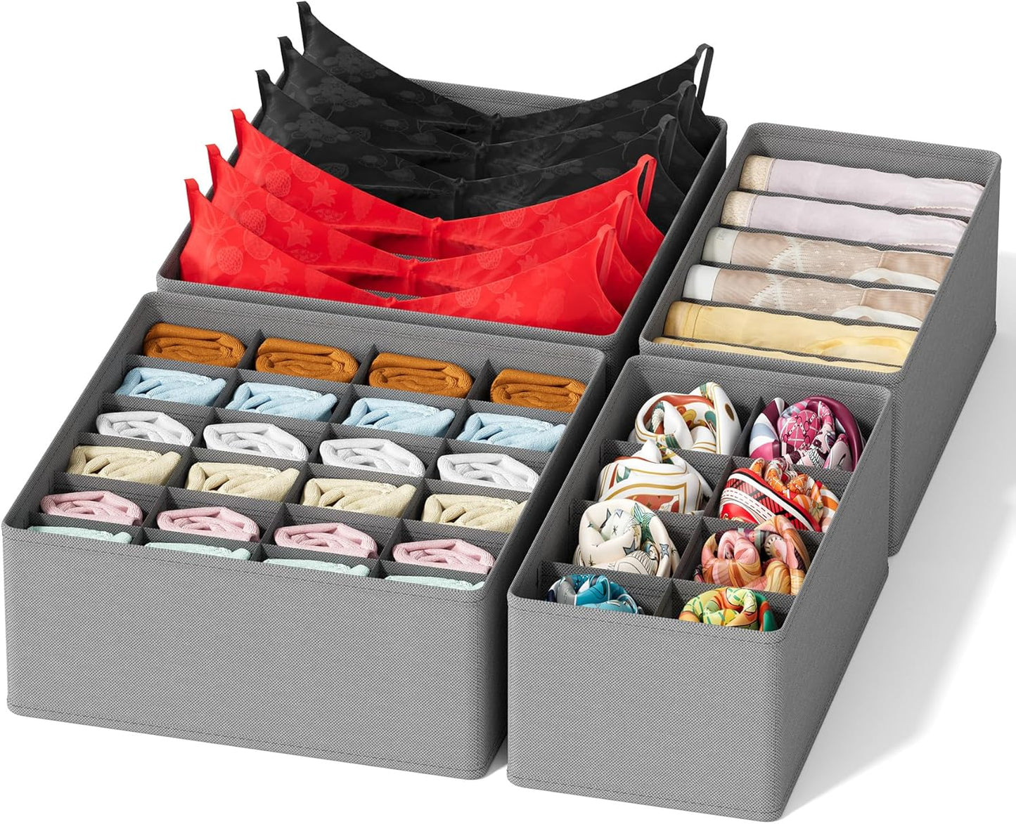 SpaceAid Drawer Organizer Clothes, 12 Pack Dresser Organizer Bins for Nursery, Closet Organization and Storage Dividers for Clothing, Baby Clothes, Underwears, Socks (Black)