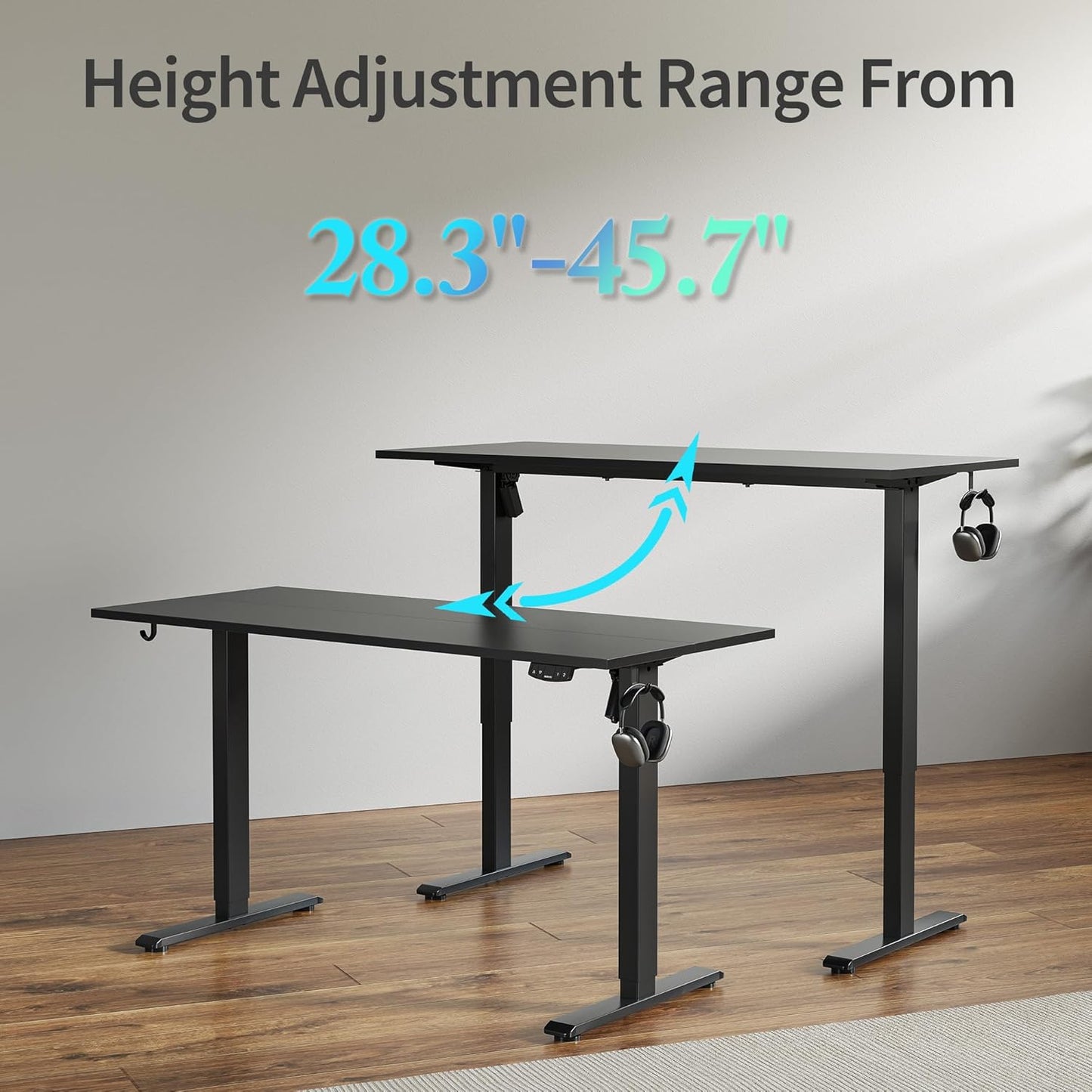 Agilestic Electric Standing Desk, 48 x 24 Inches Height Adjustable Desk, Sit Stand up for Work Office Home, Ergonomic Rising Computer Table with Memory Preset, Black