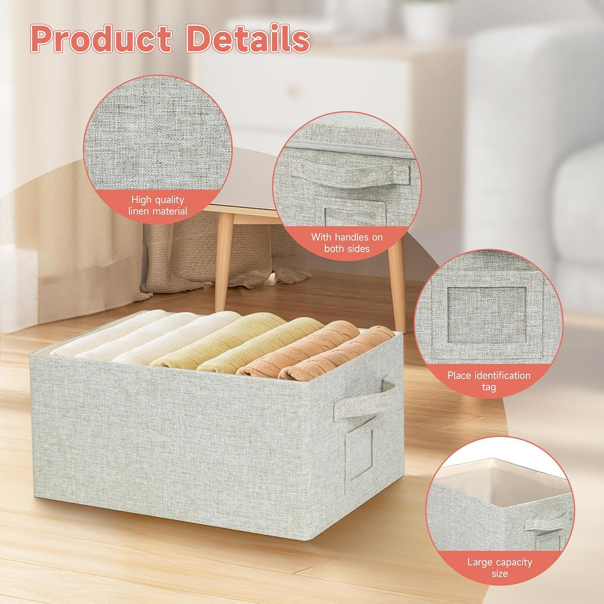 Storage Bins With Lids Closet Organizer Cabinet Box For Clothes,Toys,Shelf