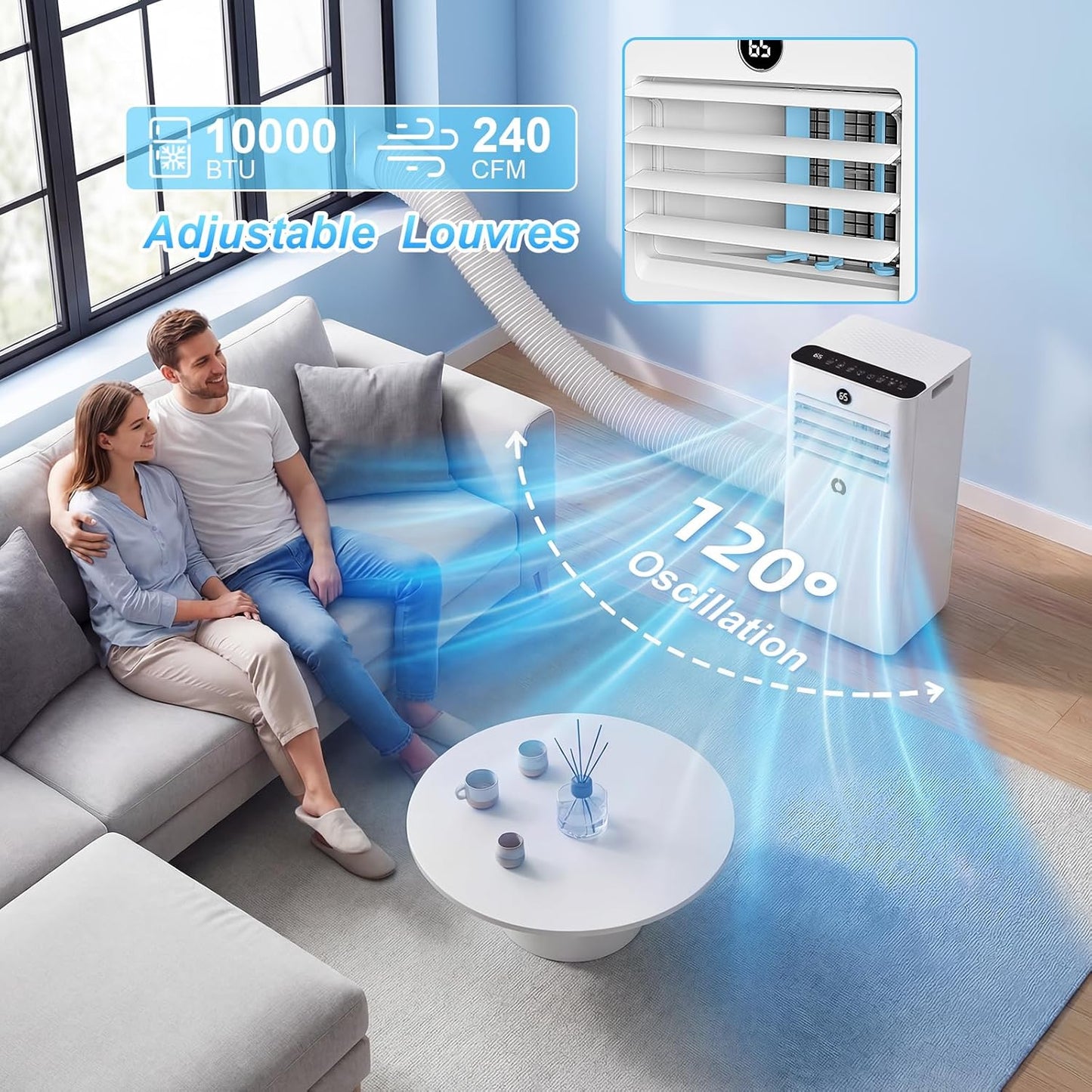 Portable Air Conditioners,10,000 BTU 3-in-1 Portable AC unit for Rooms up to 450 Sq. Ft, Featuring 24H Timer, Smart Sleep Mode, Window Kits Included, Perfect for Bedrooms, Kitchens, and Apartments