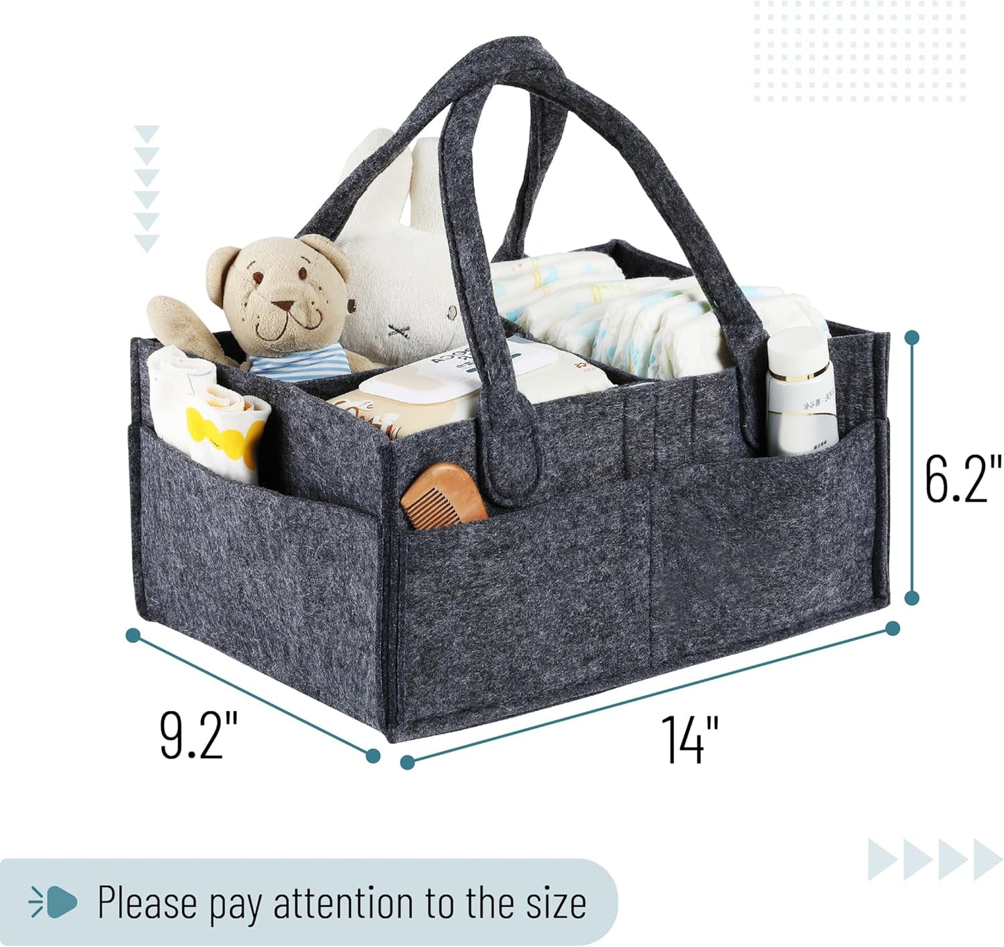 Mr. Pen- Baby Diaper Caddy Organizer, Charcoal Gray, Nursery Storage Bin and Car Organizer for Diapers and Baby Wipes