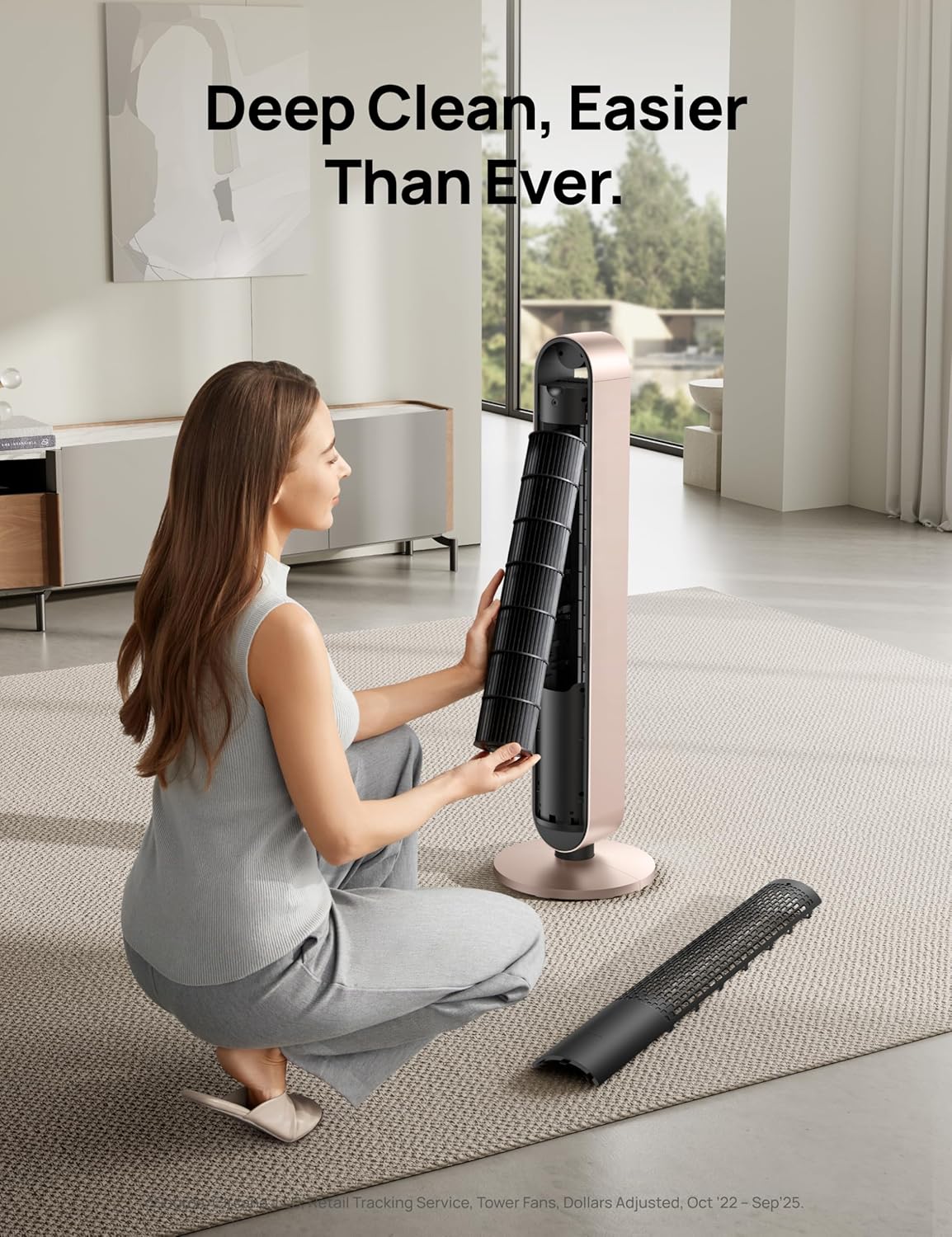 DREO Smart Tower Fan Voice Control, 120° Oscillating Fan Works with Alexa/Google/App/Remote, 42 Inch, 20dB Quiet DC Bladeless Fan for Bedroom,12 Speeds, Floor Fan for Home, Office