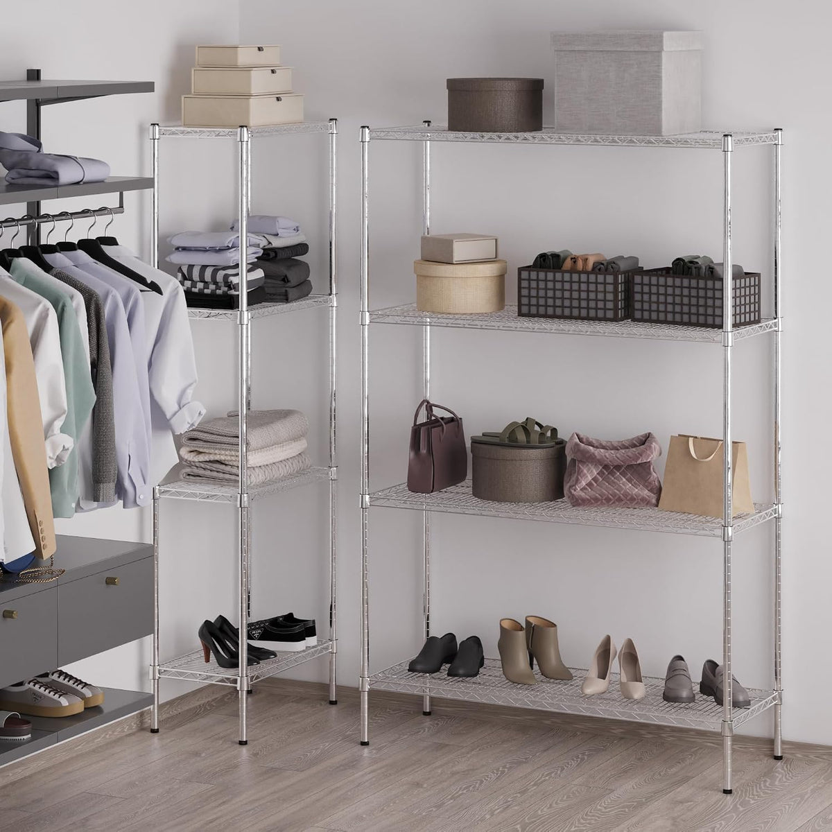 18" Deep x 48" Wide x 74" Height Wire Shelving Kit | 4-Tier | NSF Commercial Storage Rack Unit