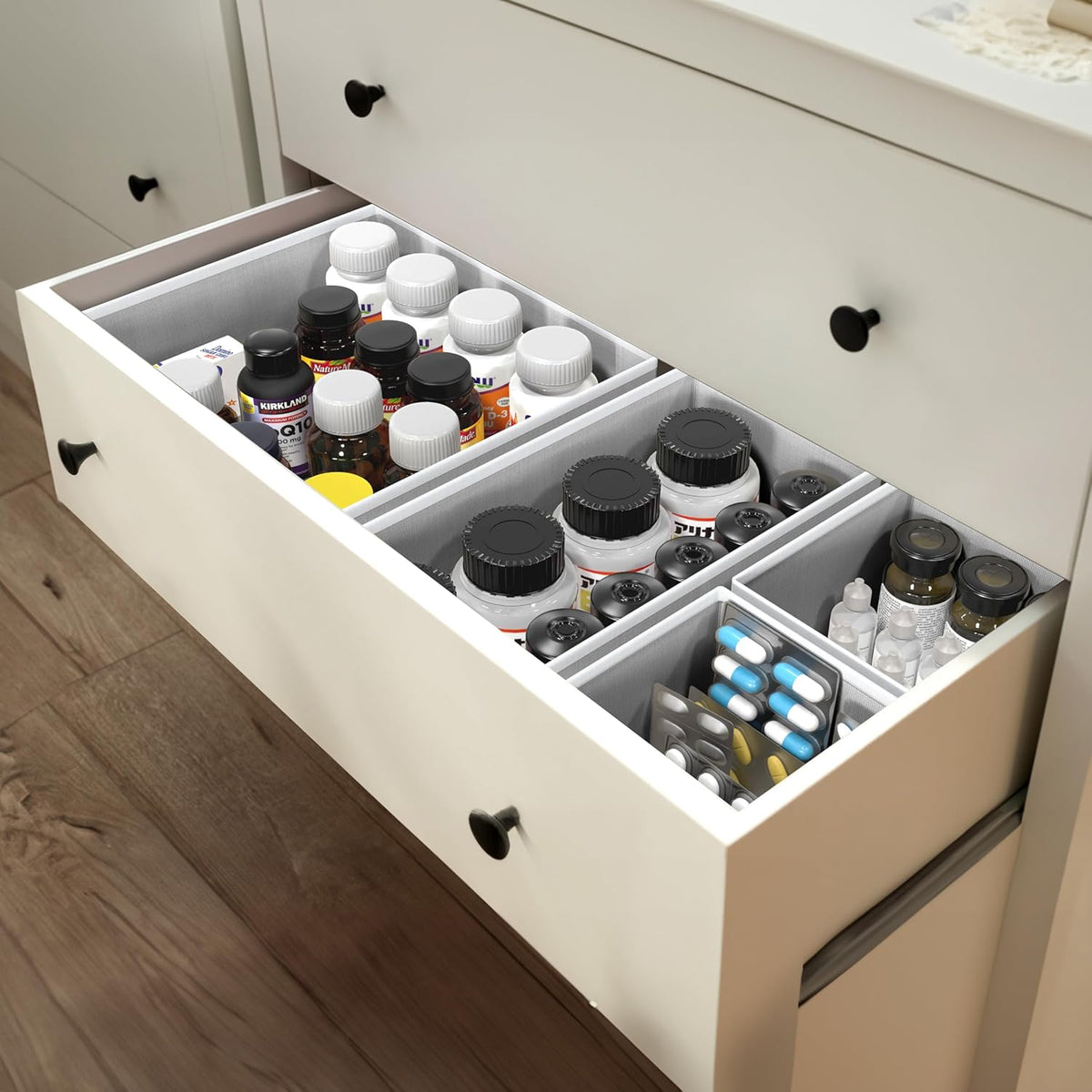 Simple Houseware Foldable Drawer Organizer for Clothes/Underwear/Panty/Onesie Stocking Bin, Set of 12, Gray