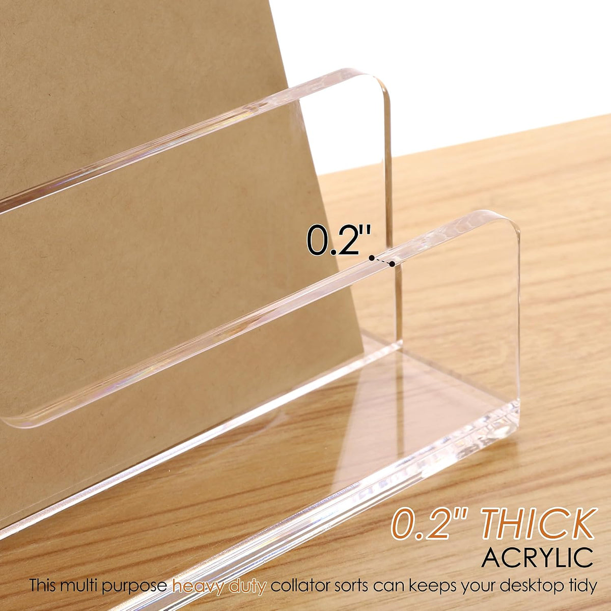 SANRUI Acrylic Mail Organizer with Pen Holder, Clear Mail Sorter, 4-Slot