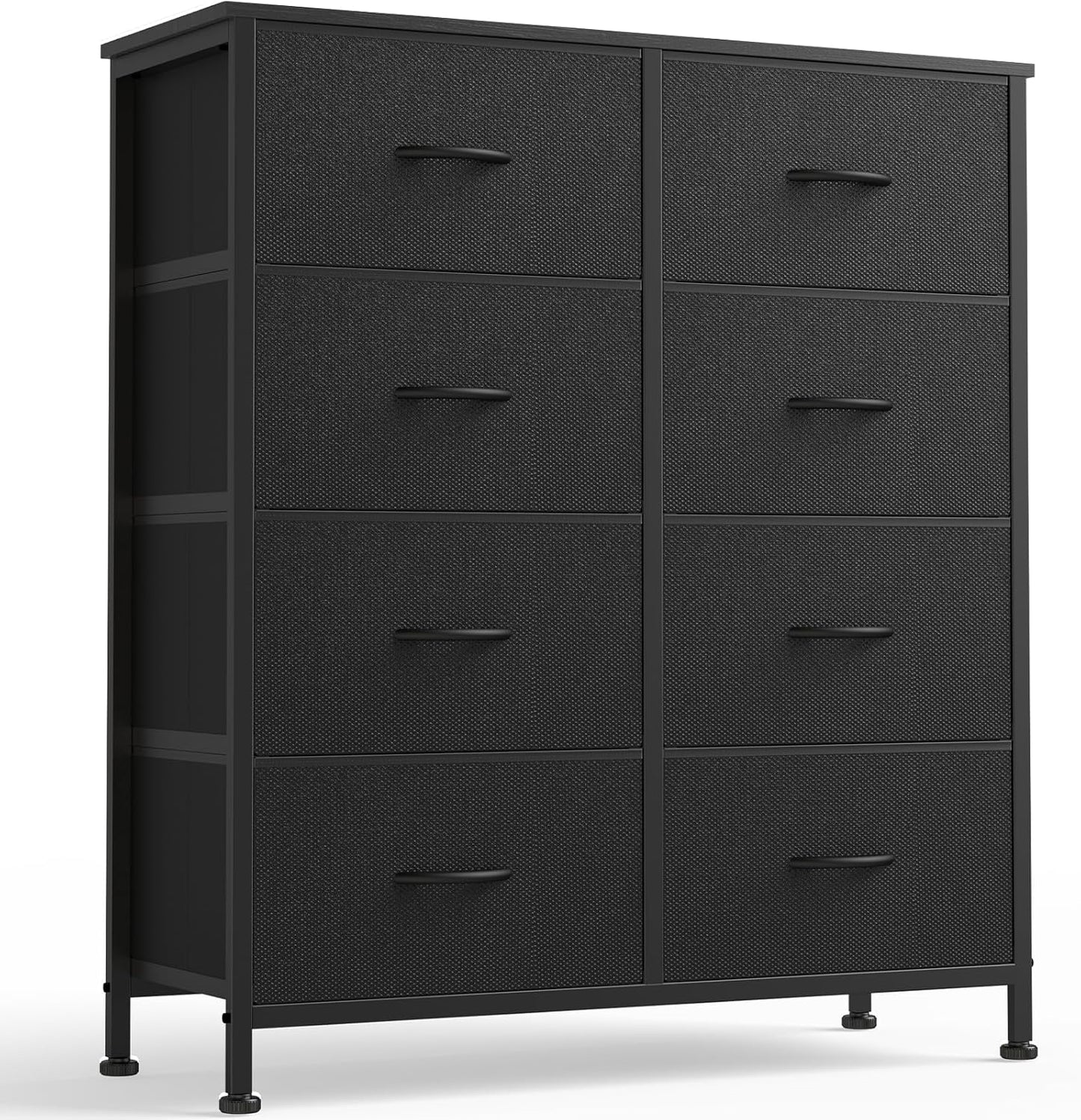OLIXIS 8 Drawer Storage Dresser with Wood Top - Wide Fabric Chest Organizer for Bedroom, Closet, Living Room,Tower Cabinet, TV Stand, Hallway Entryway Furniture,Black