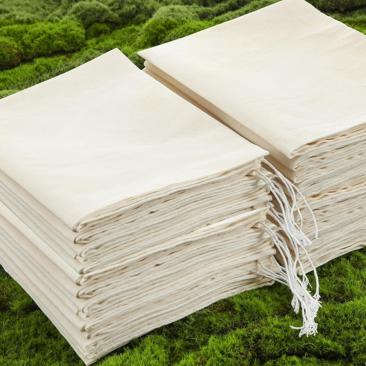 Tatuo 50 Pcs Muslin Bags 18 X 20 Inches, Cotton Drawstring Pouches Party