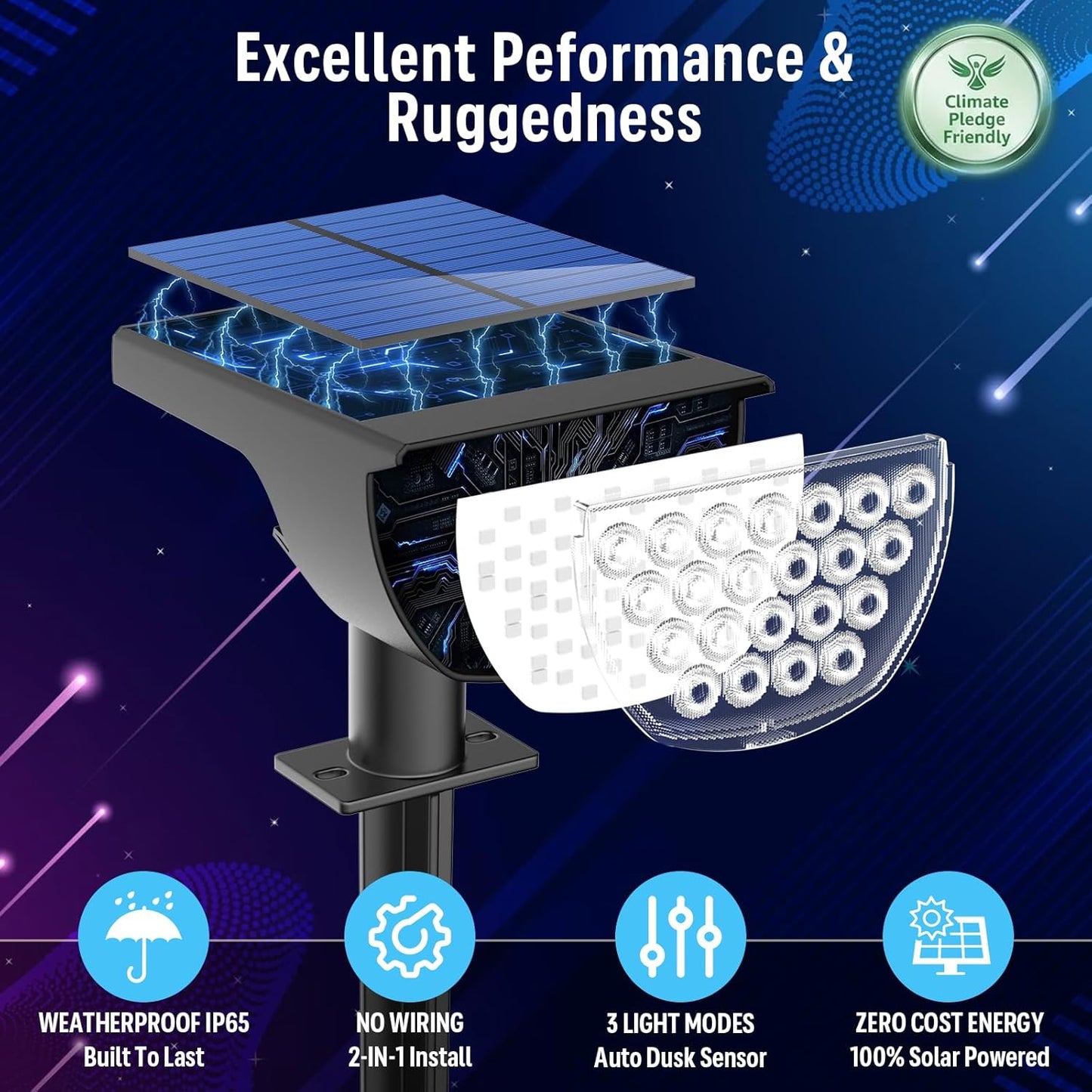 GKGG Solar Multicolor Lights Waterproof IP65, 8 Lighting Modes Solar Spot Lights Outdoor Yard Garden Landscape Pathway Decorations (Multicolor, 4 Pack)