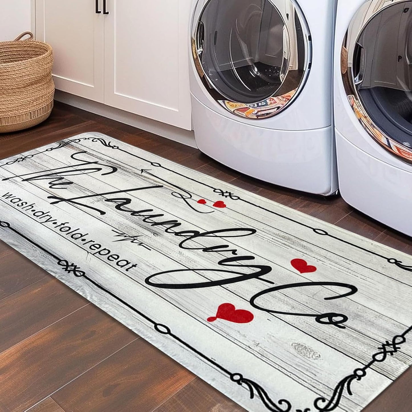 Laundry Room Rug Runner, 20"X47" Laundry Organization Waterproof Non Slip Mat Text Design Rug Machine Washable Large Bathroom Rugs Stylish Versatile Laundry Room Rugs Decor