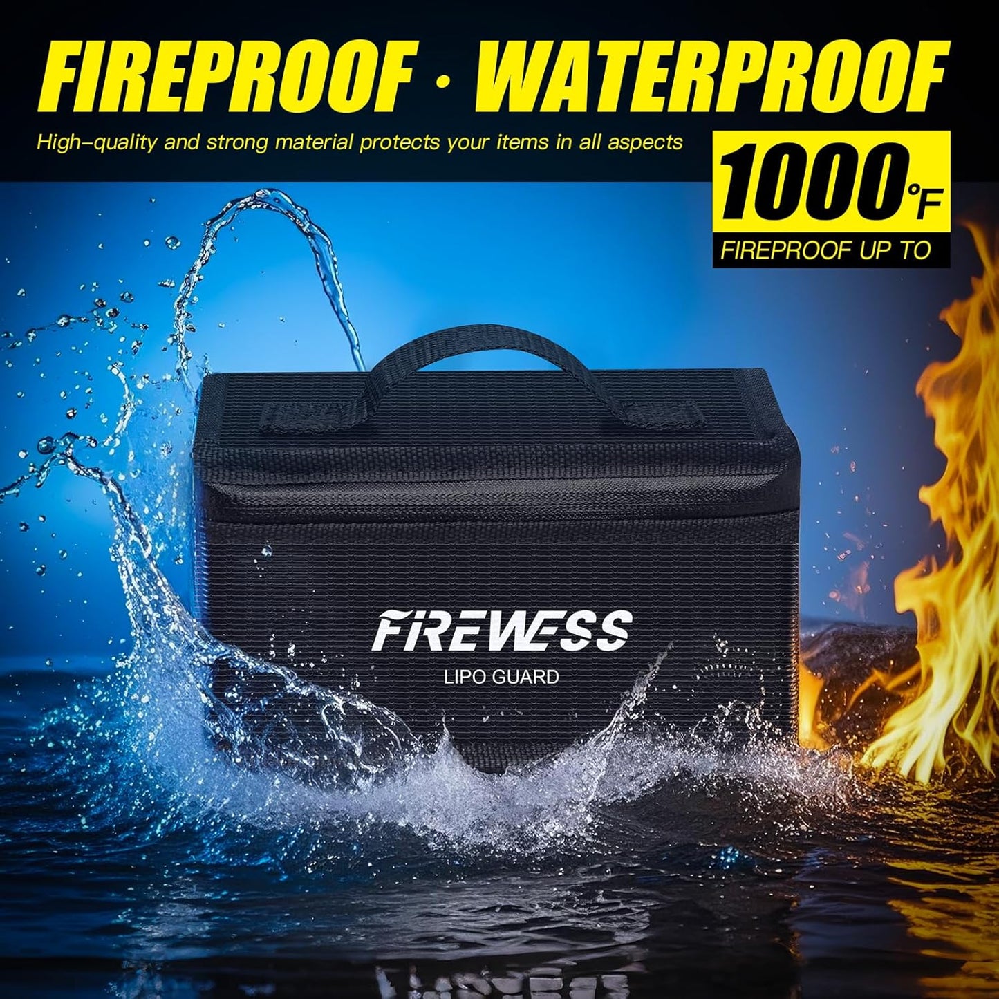 2 Pack Lipo Safe Bag Fireproof, lithium battery bag fireproof and Explosionproof, Lipo Battery Storage Guard Safe Pouch for Charge and Storage