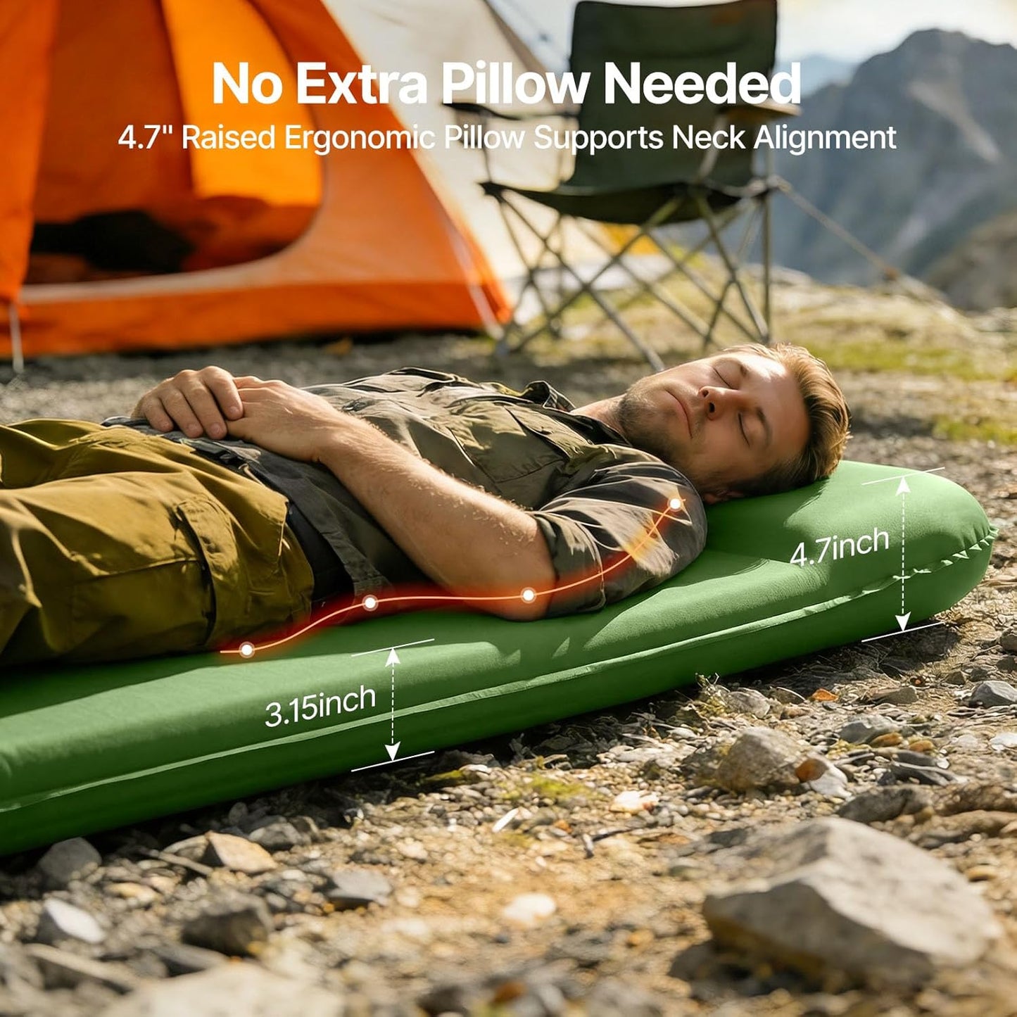 OGERY Self-Inflating Sleeping Pad with Built-in Foot Pump, 3" Memory Camping Mattress Pad, Quiet & 9.5 R-Value Insulated Sleeping Mat Camping Essential Gear for Car Tent Camping