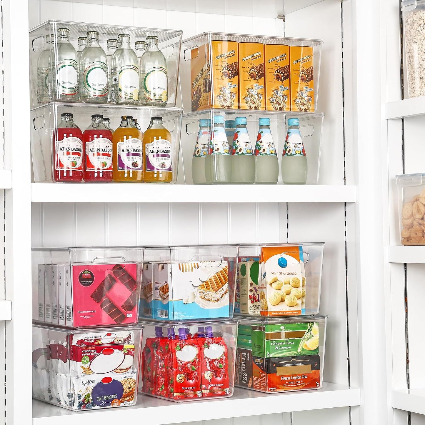 Vtopmart 4 Pack Clear Stackable Storage Bins with Lids and Handles, XLarge