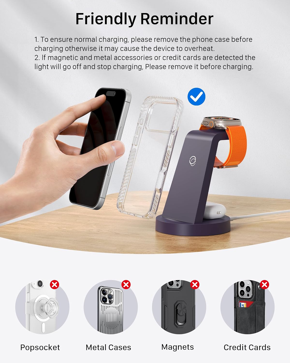 Anlmz 3 in 1 Charging Station - Wireless Charger for Apple Multiple Devices