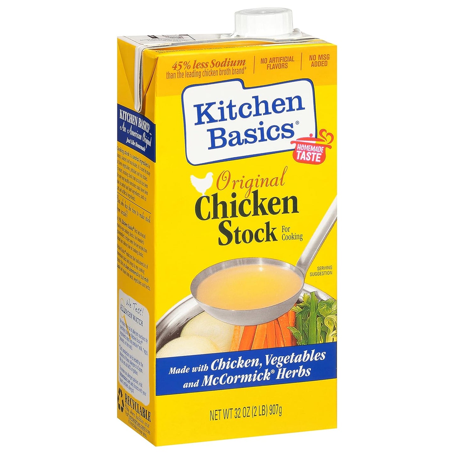 Kitchen Basics Chicken Stock - 32 oz. Carton (Pack of 12) Add Delicious Flavor to Chicken Noodle Soup, Broths and Gravy, Perfect for Stocking Up