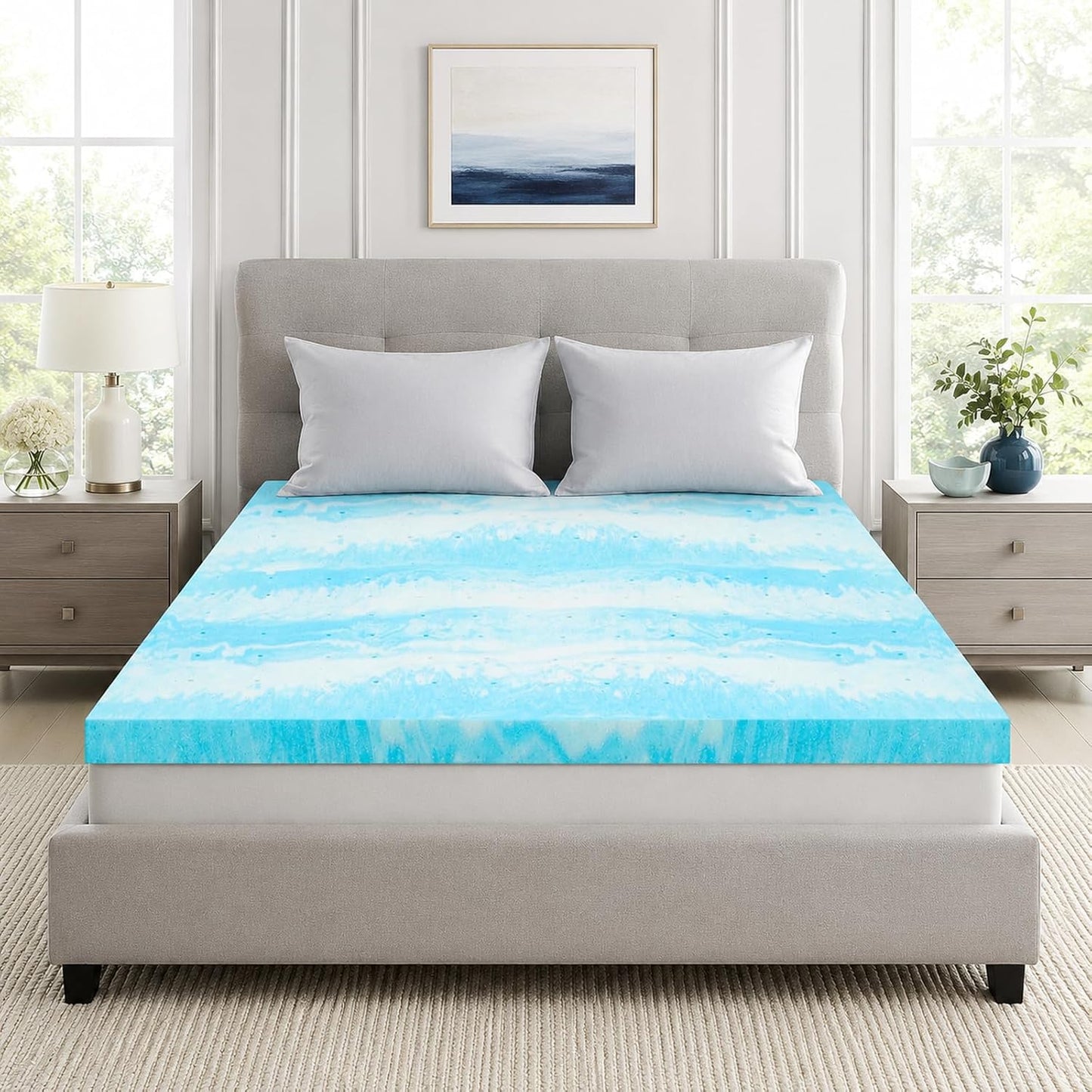 IULULU Twin Size Mattress Topper, 2 Inch Gel Memory Foam Topper, Light Comfort Upgrade, CertiPUR-US Certified