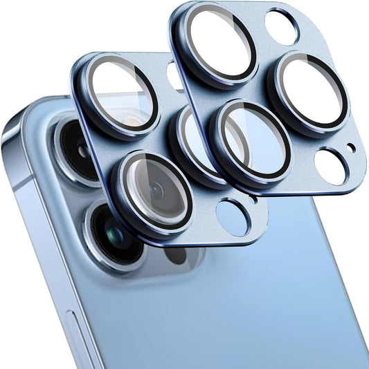 2 Pack Camera Lens Protector for iPhone 13 Pro/13 Pro Max,[Not Easy to Breakn ] AR Tempered Glass Strong Adsorption Metal Camera Cover Screen-Black