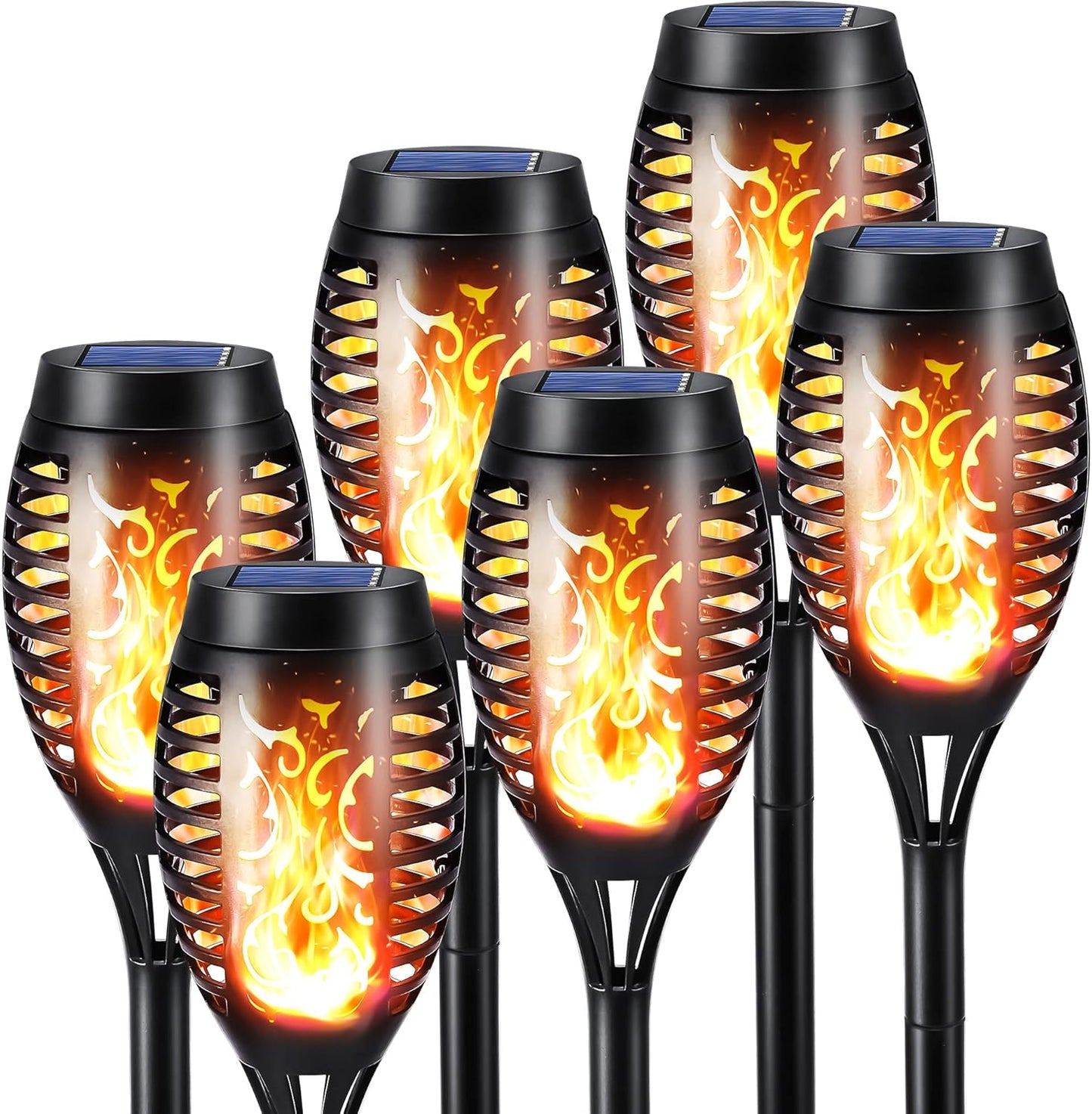 Toodour Solar Torch Flame Lights, 6 Pack Solar Lights Outdoor with Flickering Flame, Waterproof Patio Light Landscape Decoration Lighting for Garden, Lawn, Yard, Outdoor Decorations