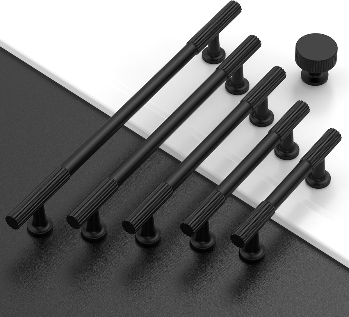 Amerdeco 10 Pack Matte Black Cabinet Pulls 7.5 Inch(192MM) Hole Centers Kitchen Cabinet Handles Hardware Kitchen Handles for Cabinets Cupboard Handles Drawer Pulls ZH0071