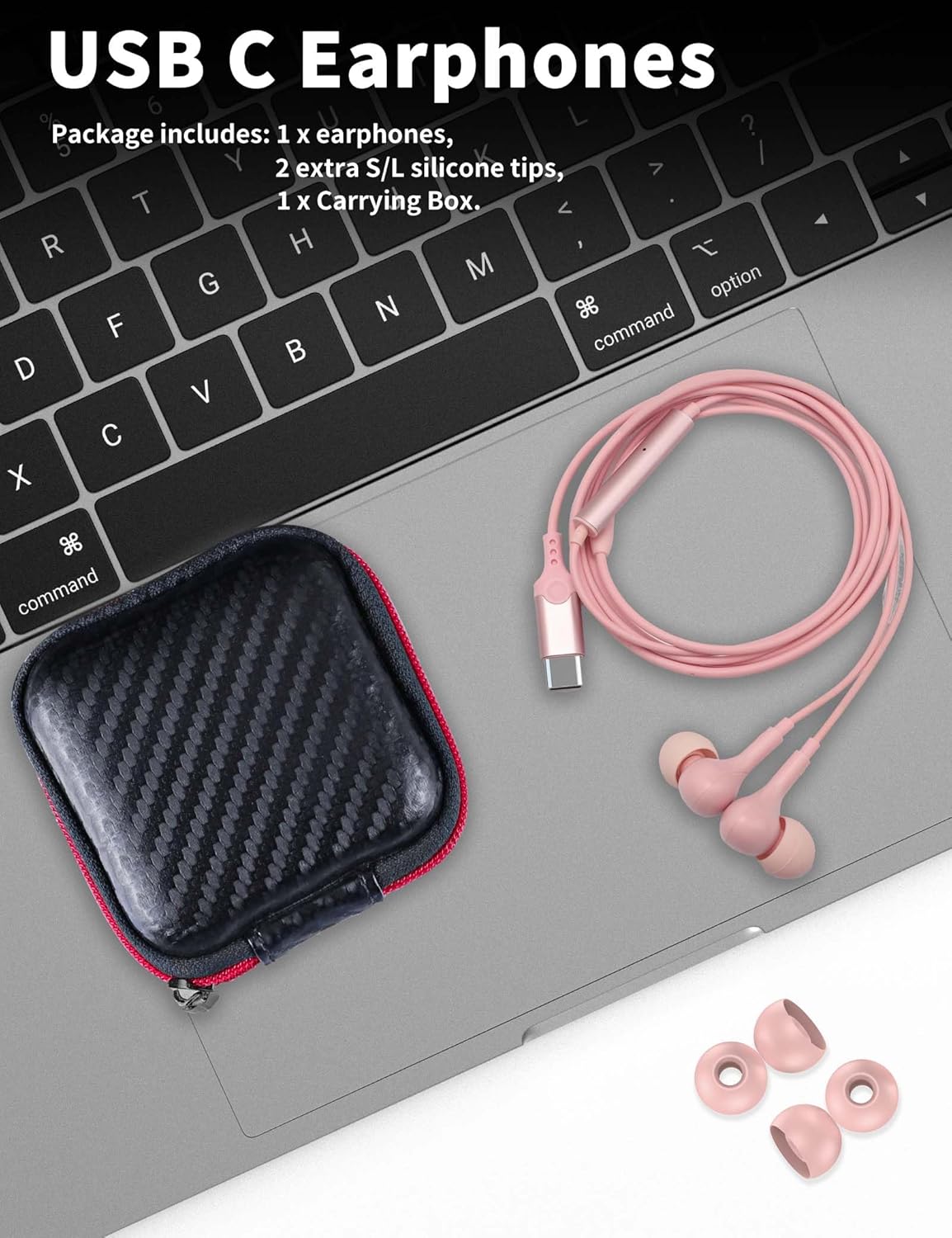 USB C Headphone for Samsung S26 S25 FE S24 A16 A17 Wired Earbuds Magnetic in-Ear Type C Earphone with Microphone Volume Control Bass Stereo Noise Canceling for iPhone 17 Pro Max 16 16e 15 Pixel 10a 9a