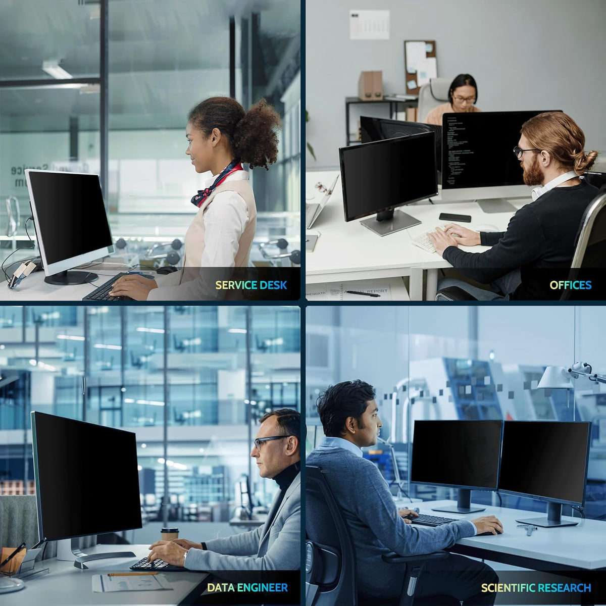 Peslv [2 Pack] 28 Inch Privacy Screen for Computer Monitor 16:9 Aspect Ratio, Eye Protection Anti Blue Light Glare Shield, 28inch Removable Black Blackout Anti Spy Desktop Security Private Filter