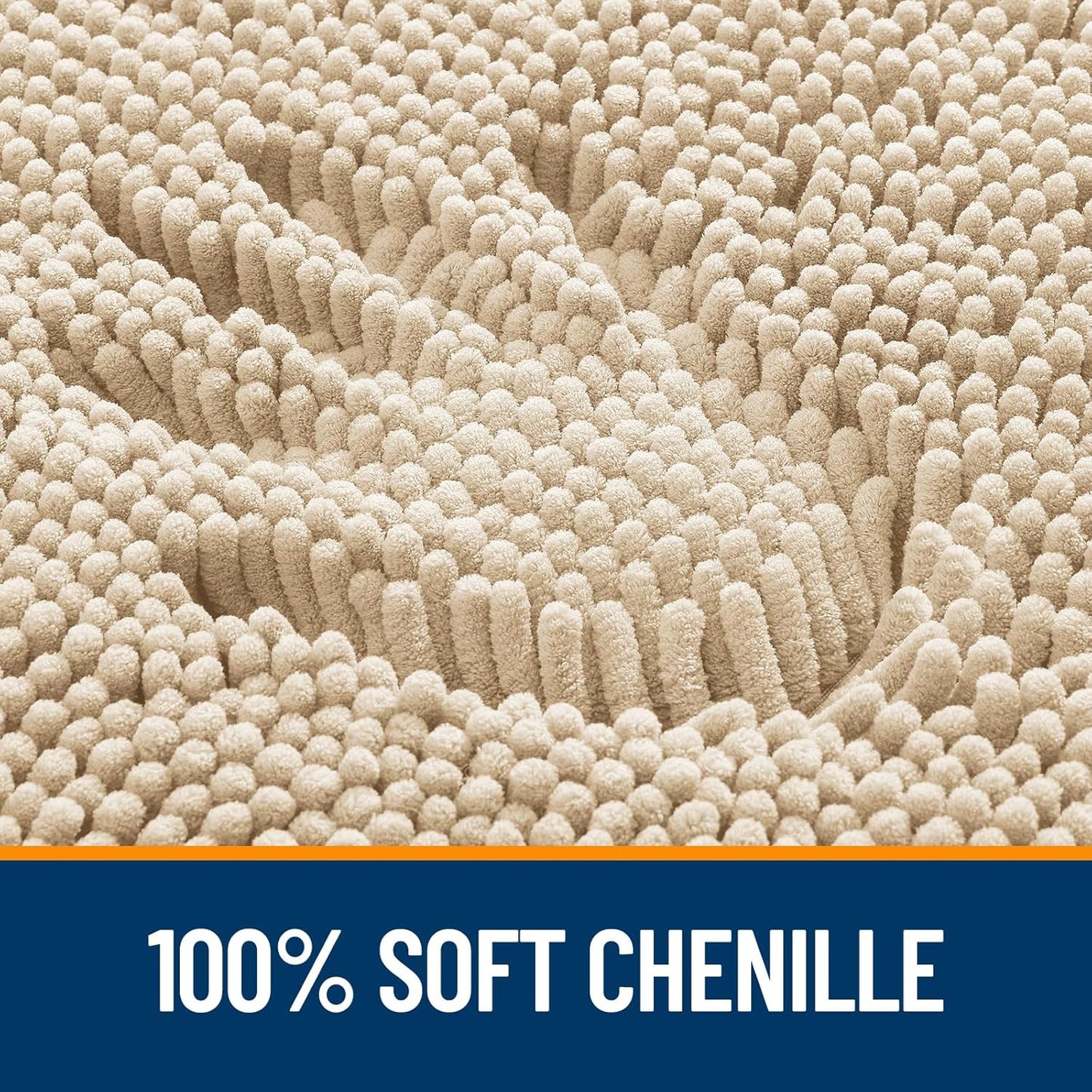 OLANLY Bathroom Rugs 36x24, Extra Soft Absorbent Chenille Bath Rugs, Rubber Backing Quick Dry, Machine Washable Bath Mats for Bathroom Floor, Tub and Shower, Home Decor Accessories, Beige