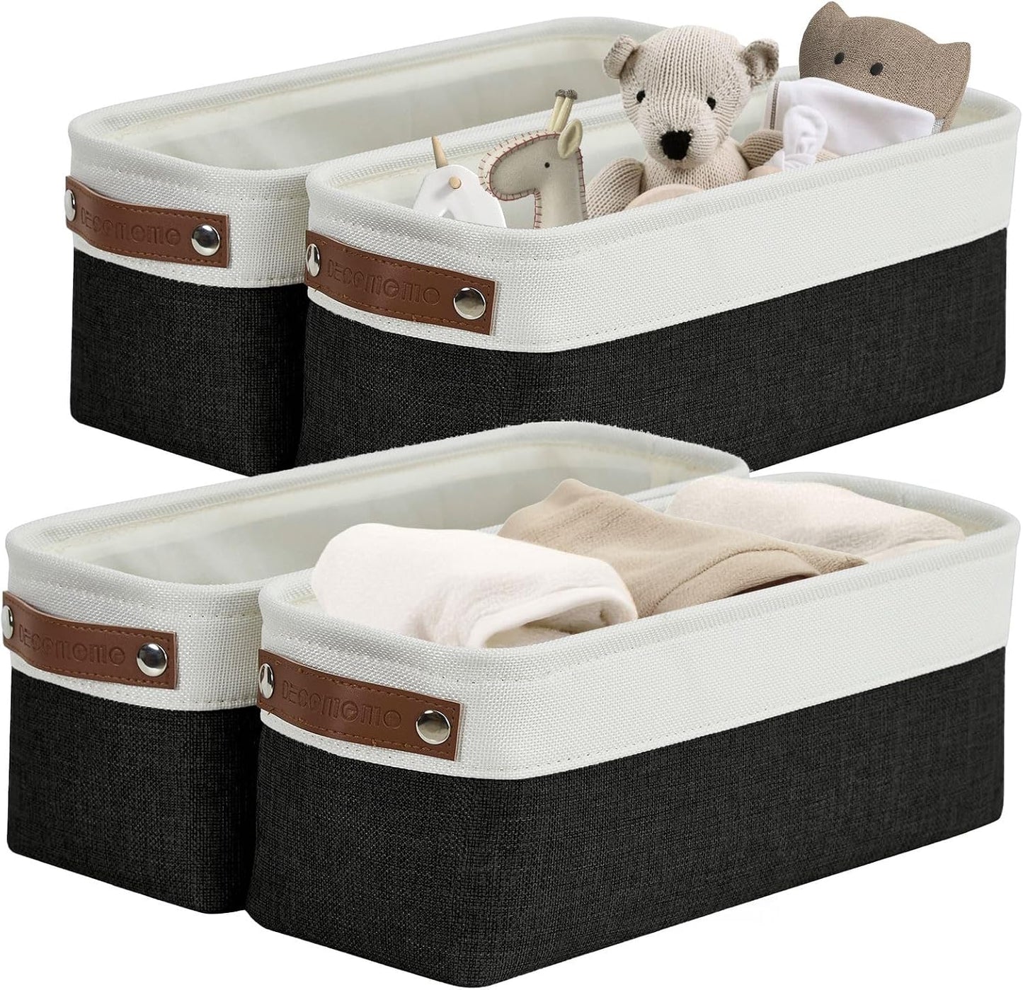 DECOMOMO Narrow Storage Bins, Small Storage Baskets for Shelves 4 Pack