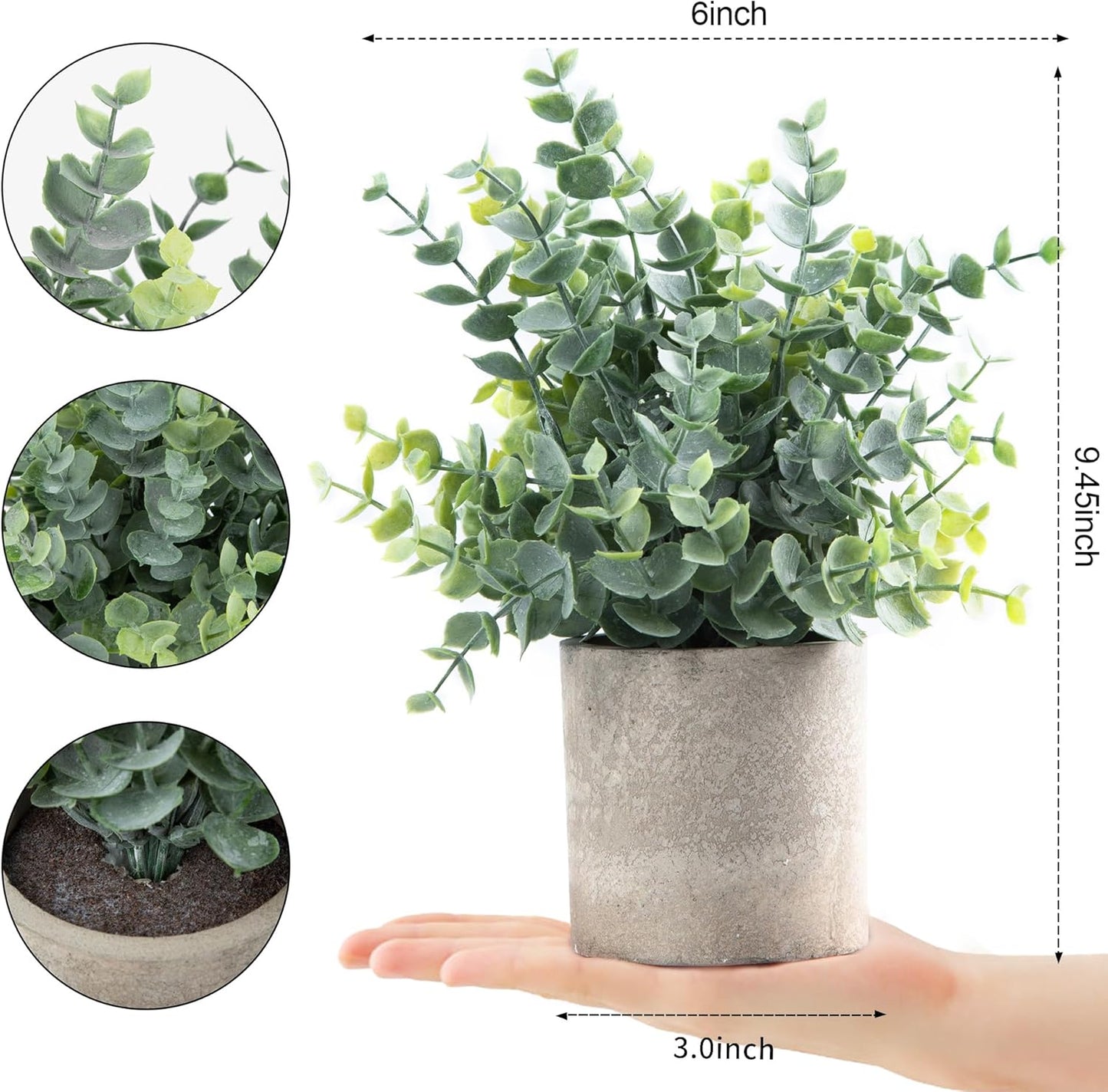 Coferset 2 Pack Small Fake Plants Eucalyptus Potted Artificial Plants for Shelf Desk Home Bathroom Farmhouse Room Coffee Table Decor (Sage Green)