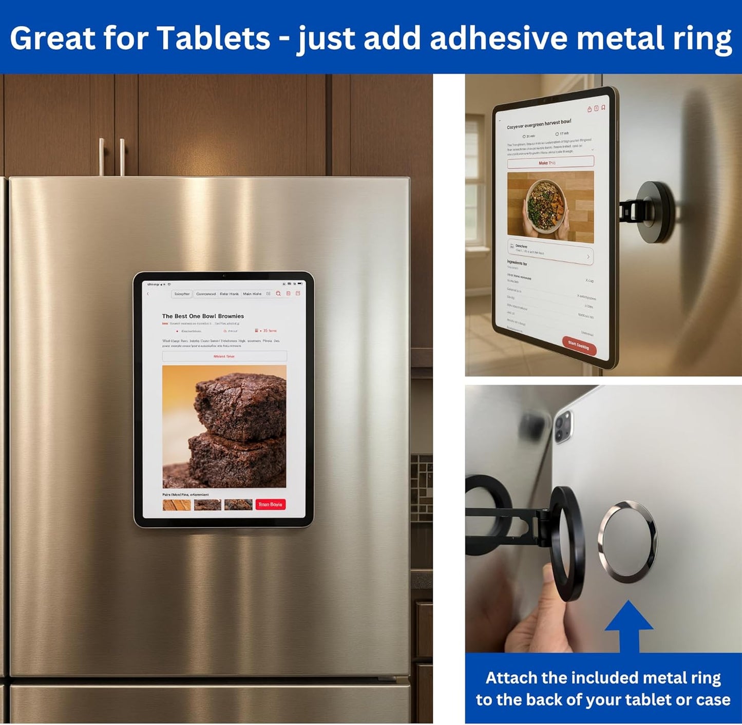 Maxby Refrigerator Phone Holder | Strong Magnetic Mount with Adjustable Arm and 360° Rotation | Hands-Free Kitchen Use | for Phones and Tablets | for Fridge and Other Metal Surfaces