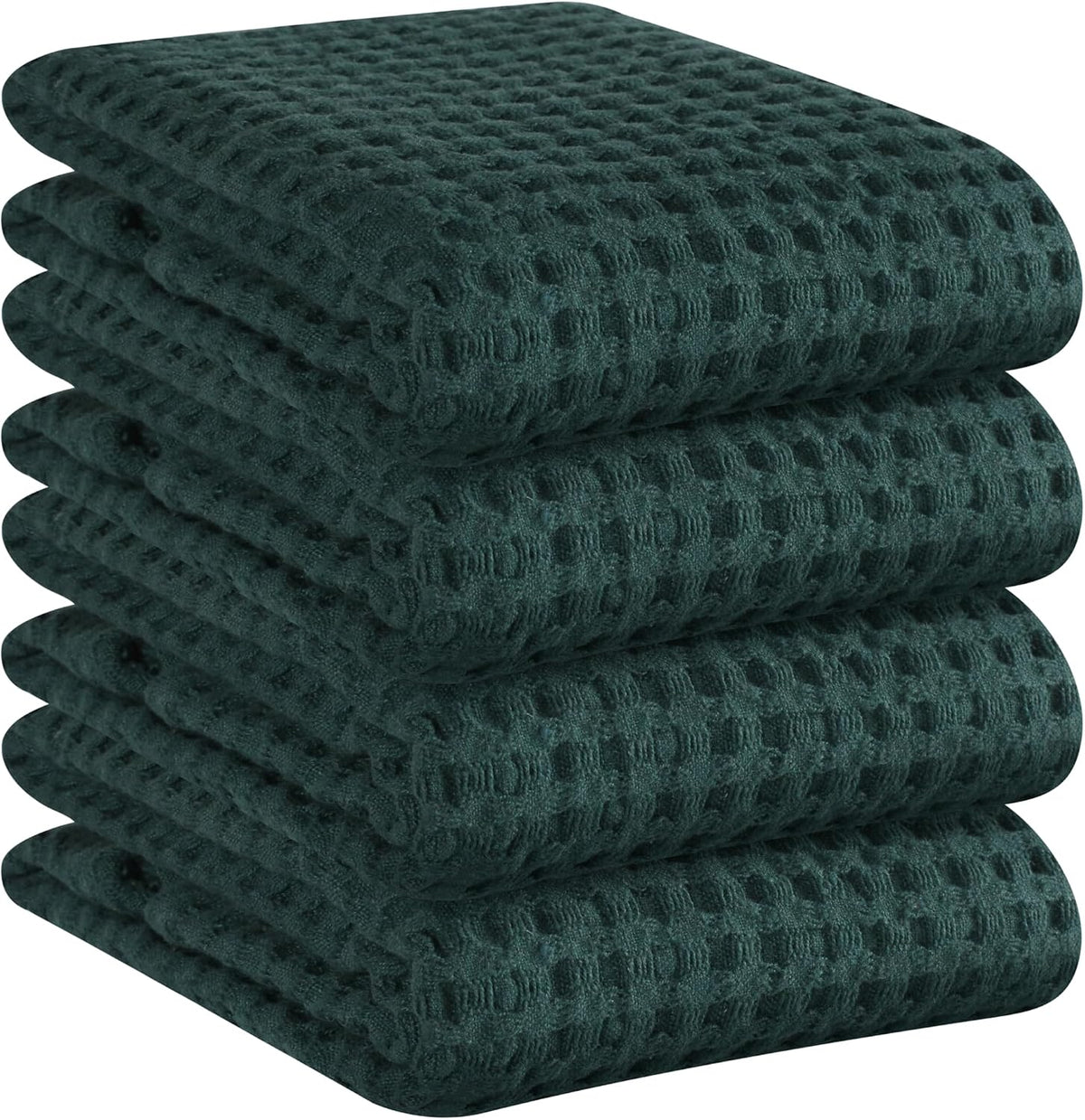 Native Fab Waffle Weave Dish Towels 12 Pack 100% Cotton, 16x26 Inches, Super Absorbent, Quick Dry, Waffle Knit Dishcloths with Hanging Loop, Washable for Kitchen Cleaning, Drying Dishes, Brown