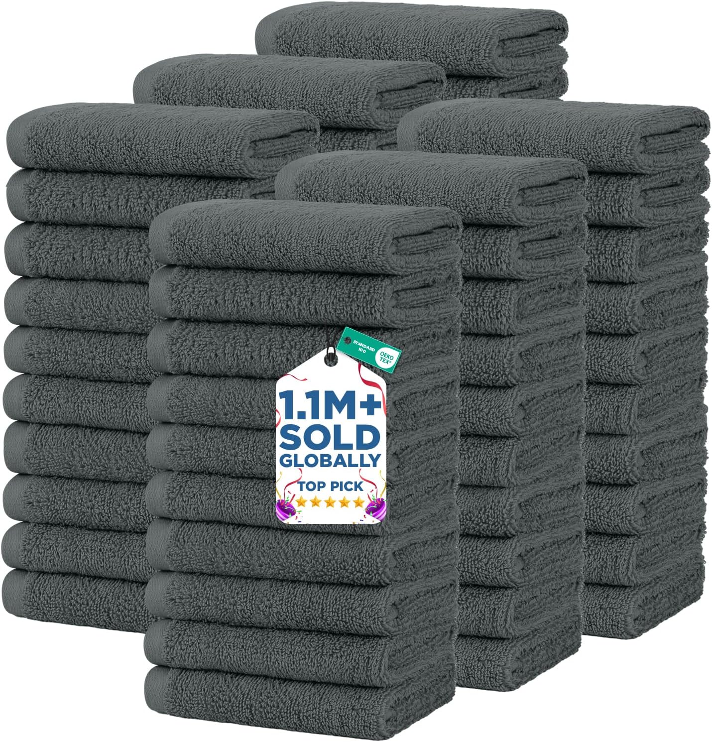 DAN RIVER 24 Pack Wash Cloths for Showering [12x12] - 100% Cotton Washcloths Premium Quality Flannel Face Cloths for Bathroom, Highly Absorbent and Soft Feel Wash Clothes, Assortment 5