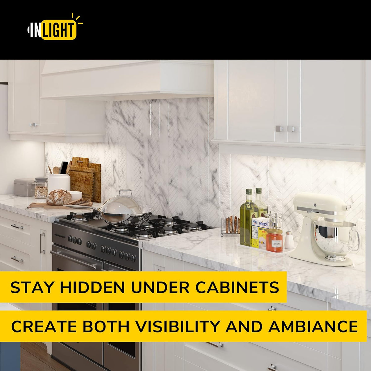 GETINLIGHT 12-inch Hardwired Only LED Under Cabinet Lighting, Daylight White(5000k), Dimmable, Matte White Finished, ETL Listed, IN-0201-11-WH-50