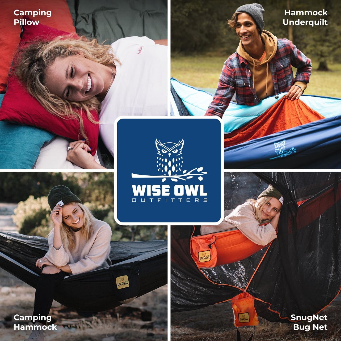 Wise Owl Outfitters Camping Hammock – up to 500lbs Portable Hammock with Tree Straps - Travel, Backpacking, Hiking, Outdoors Camping Gear - Single or Double