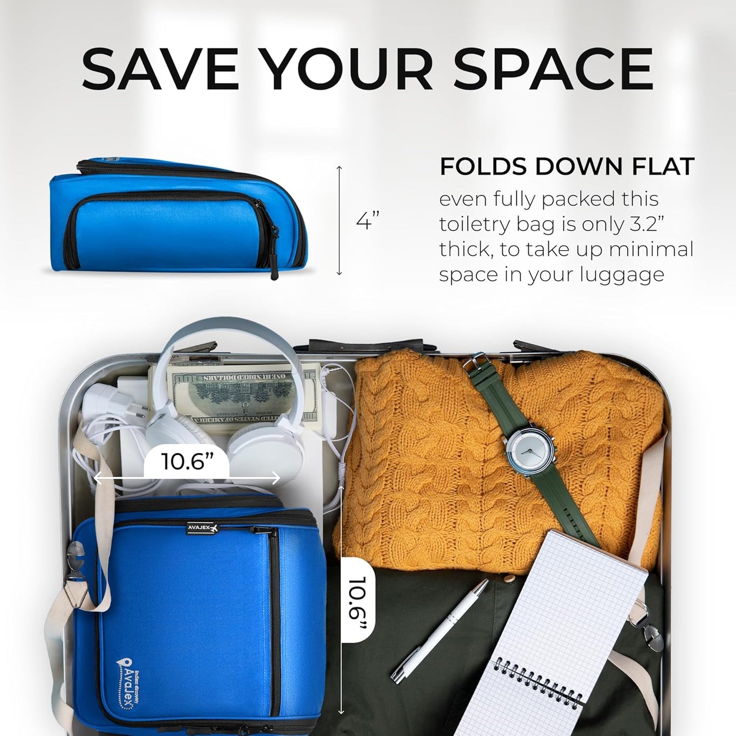 Travel Toiletry Bag for Men and Women - (10.6”x10.6”x3.2”) Large Hanging Toiletry Organizer - Waterproof Hygiene Bag with Metal XXL Swivel Hook, with Sturdy Zippers and 19 Compartments for Toiletries