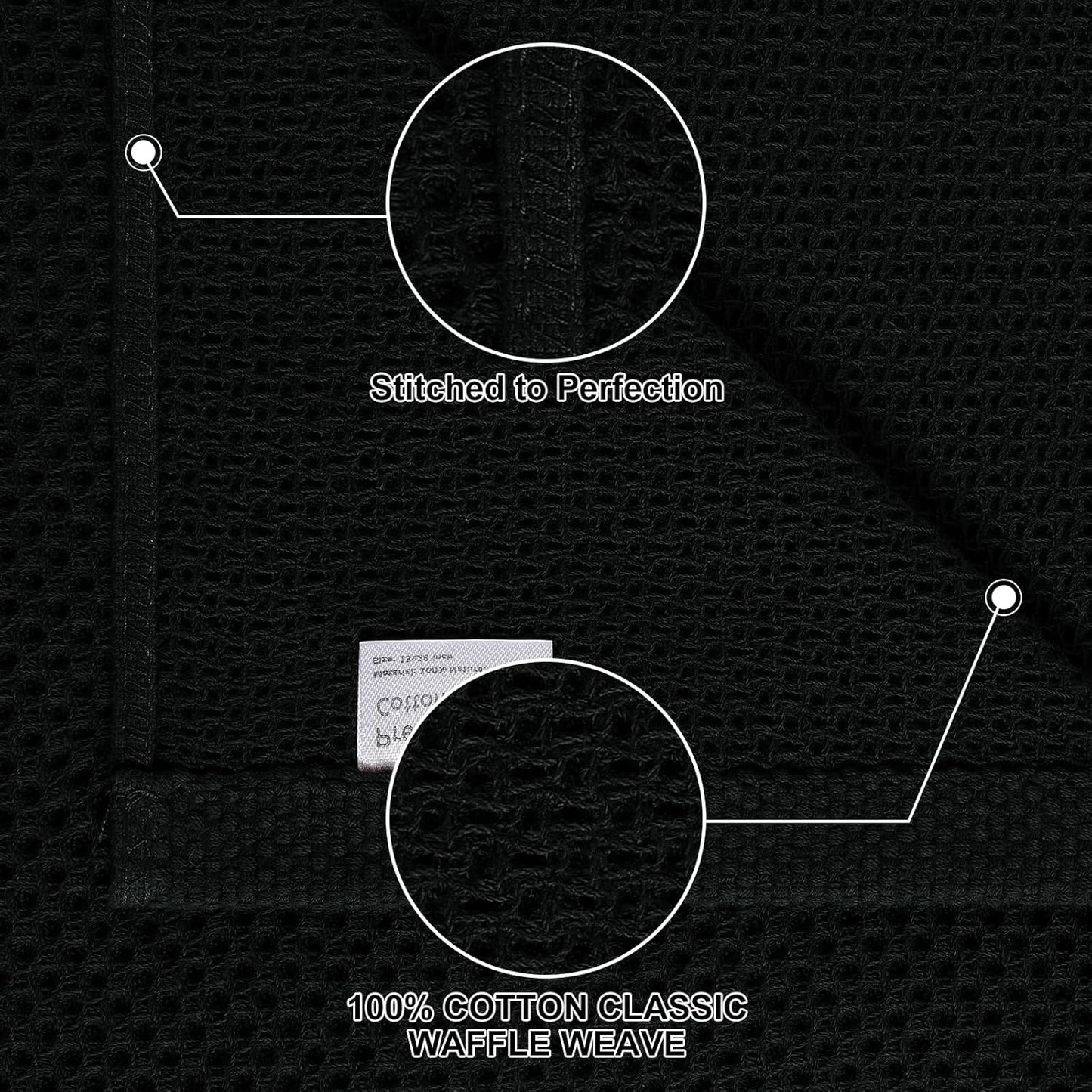 Homaxy 100% Cotton Kitchen Towels and Dishcloths Set, 12 x 12 Inches and 13 x 28 Inches, Set of 8 Bulk Kitchen Towels Set, Ultra Soft Absorbent Dish Cloths for Washing Dishes, Black