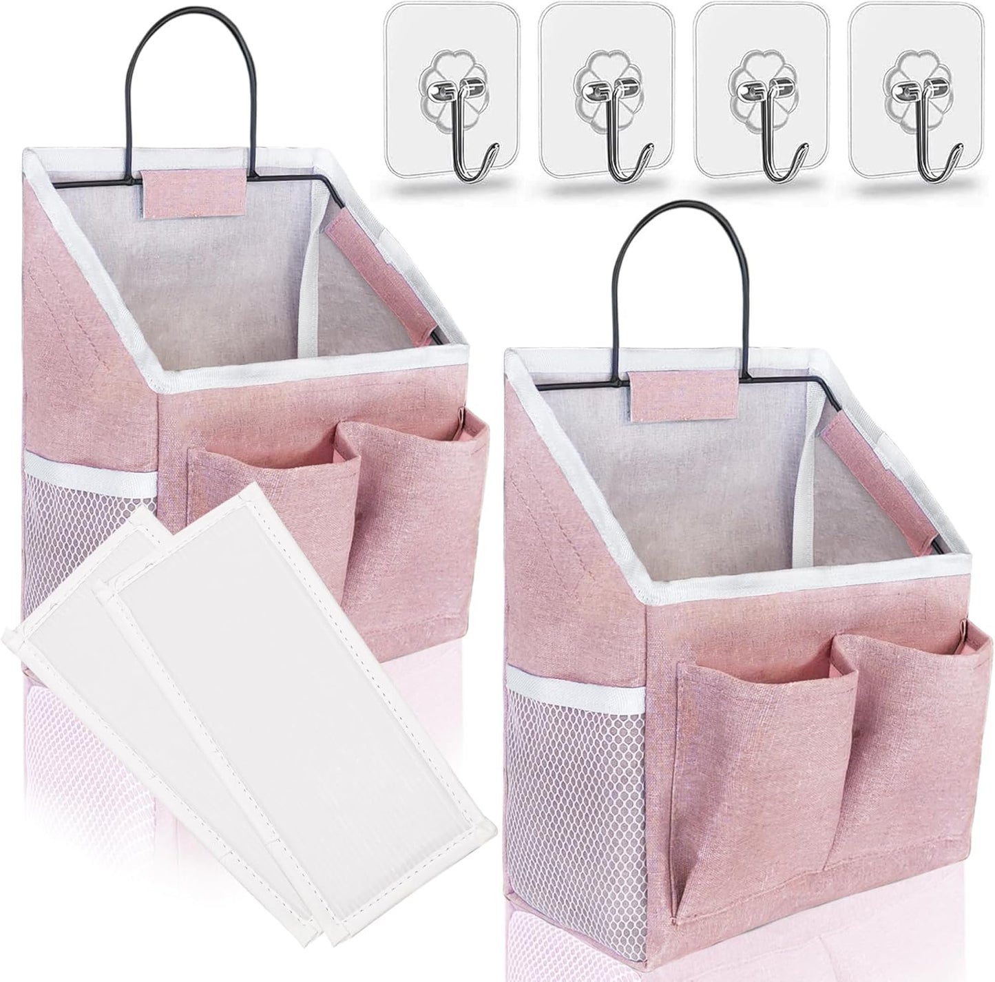 Kanrichu 2pcs Wall Hanging Storage Bag, Wall Hanging Baskets for Organizing as Over the Door Organizer, Wall File Organizer, Rv Storage and Organization. For Bedroom, Office, Camper (Gray-Upgraded)