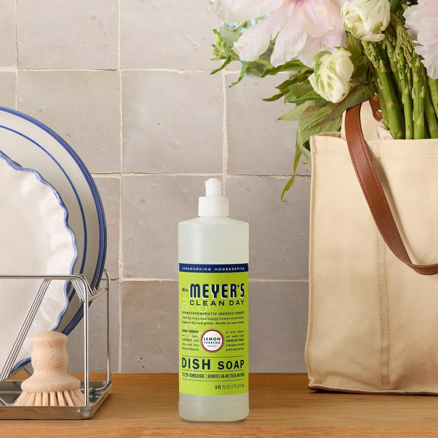 MRS. MEYER'S CLEAN DAY Liquid Dish Soap, Lemon Verbena, 16 fl. oz - Pack of 3