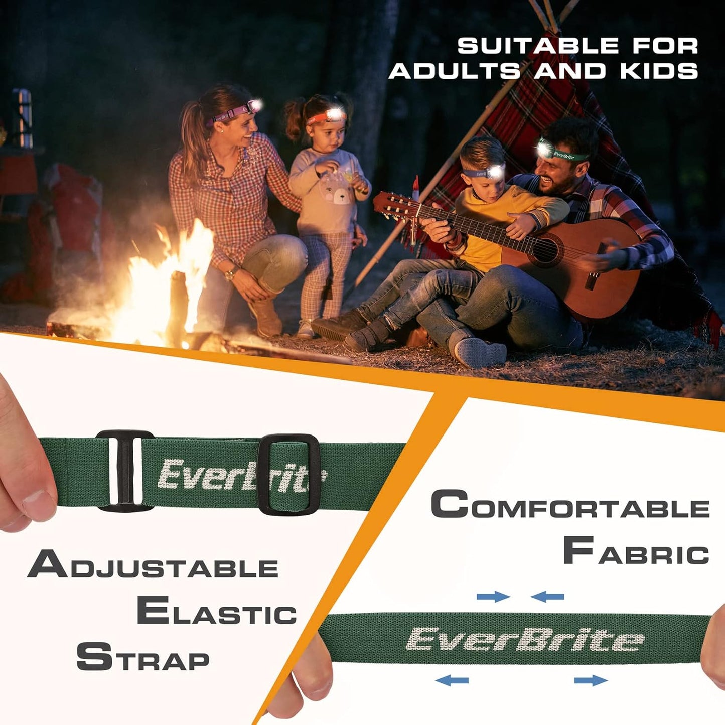 EverBrite Headlamp, 5 Pack Kids Headlamp with Red Light and Memory Function, Head Lamp for Adults and Kids with 5 Modes, Bright Headlamps for Camping, Running, Children's Day Gifts, Batteries Included