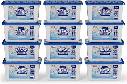 W&E Choice Moisture Absorbers, Portable Humidity Absorber Boxes for Your Bathroom, Closet & Car, Dehumidifier with Fragrance Free, 12 Pack