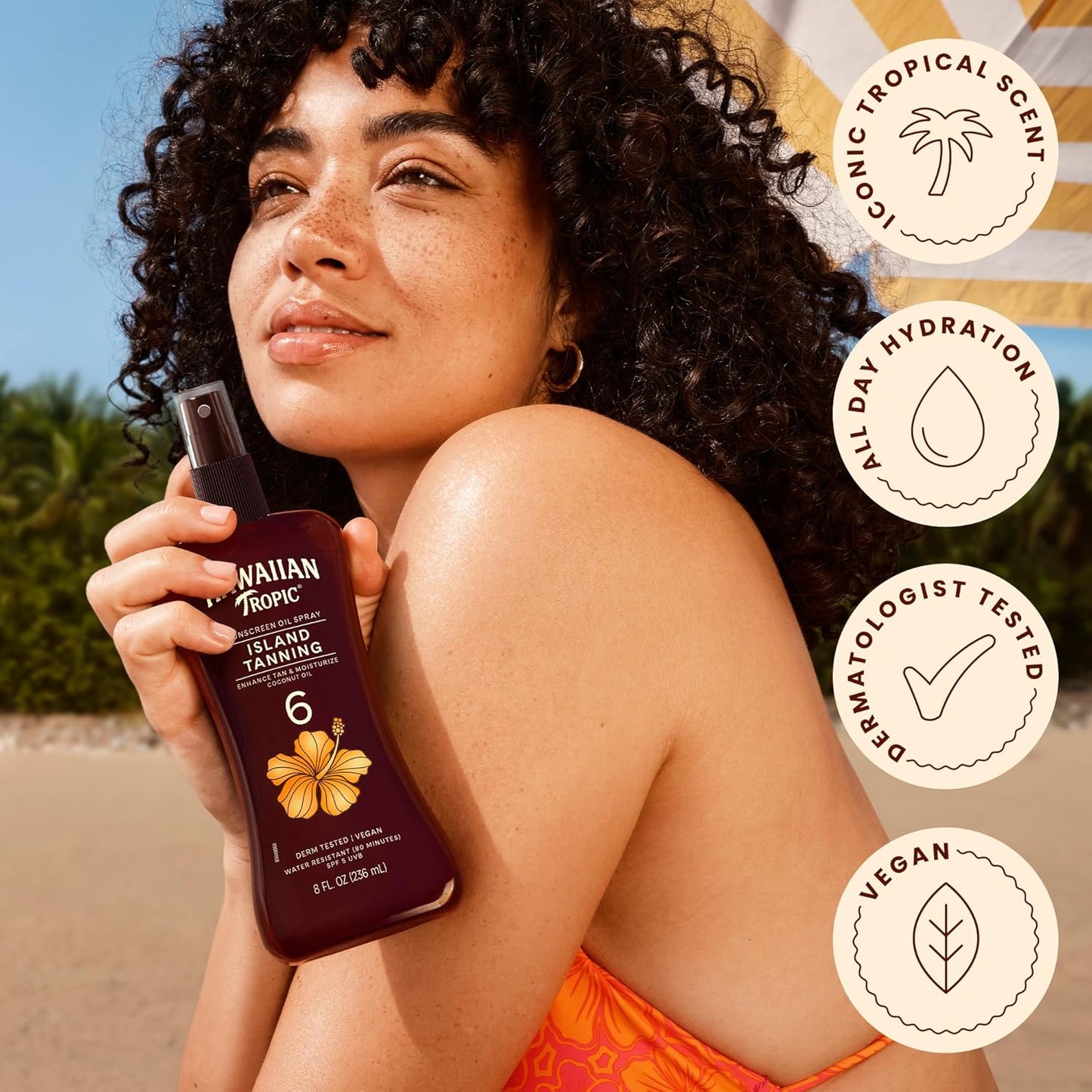 Hawaiian Tropic Dark Tanning Oil Spray Pump, SPF 6 8 Oz (Packaging May Vary)