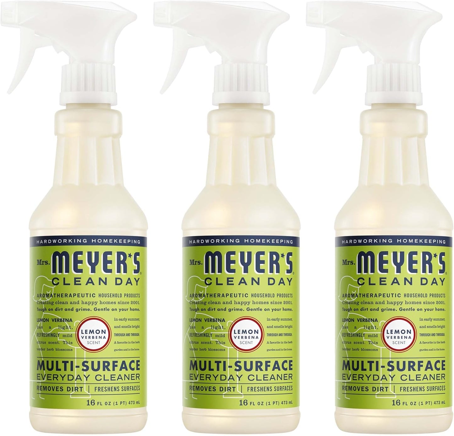MRS. MEYER'S CLEAN DAY All-Purpose Cleaner Spray, Cruelty Free Formula, Lemon Verbena, 16 fl. oz - Pack of 3