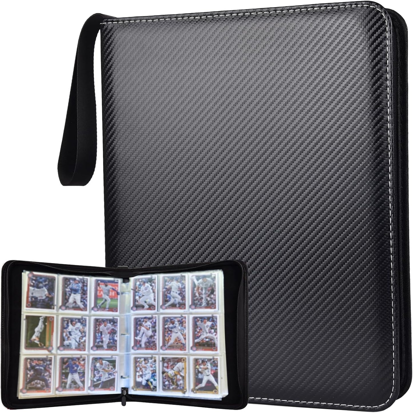 Portable 9-Pocket Trading Card Binder, Holds 1080 Cards with 60 Removable Double-Sided Sleeves, Baseball Card Binder Card Storage Organizer Album for Boys, Girls, Sports & Game Cards
