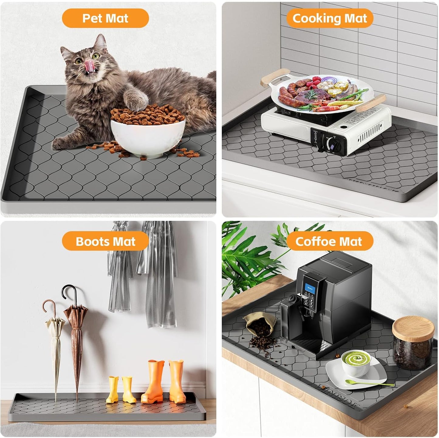 Winisok Silicone Under Sink Mat 34" x 22", kitchen Essentials and Gadgets, Shelf liner and Cabinet Protector, Home Organizers and Storage, Waterproof Bathroom Tray